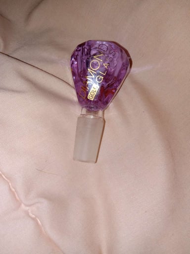 Preview pic of Diamond Gold Glass Lilac Purple Bong Bowl