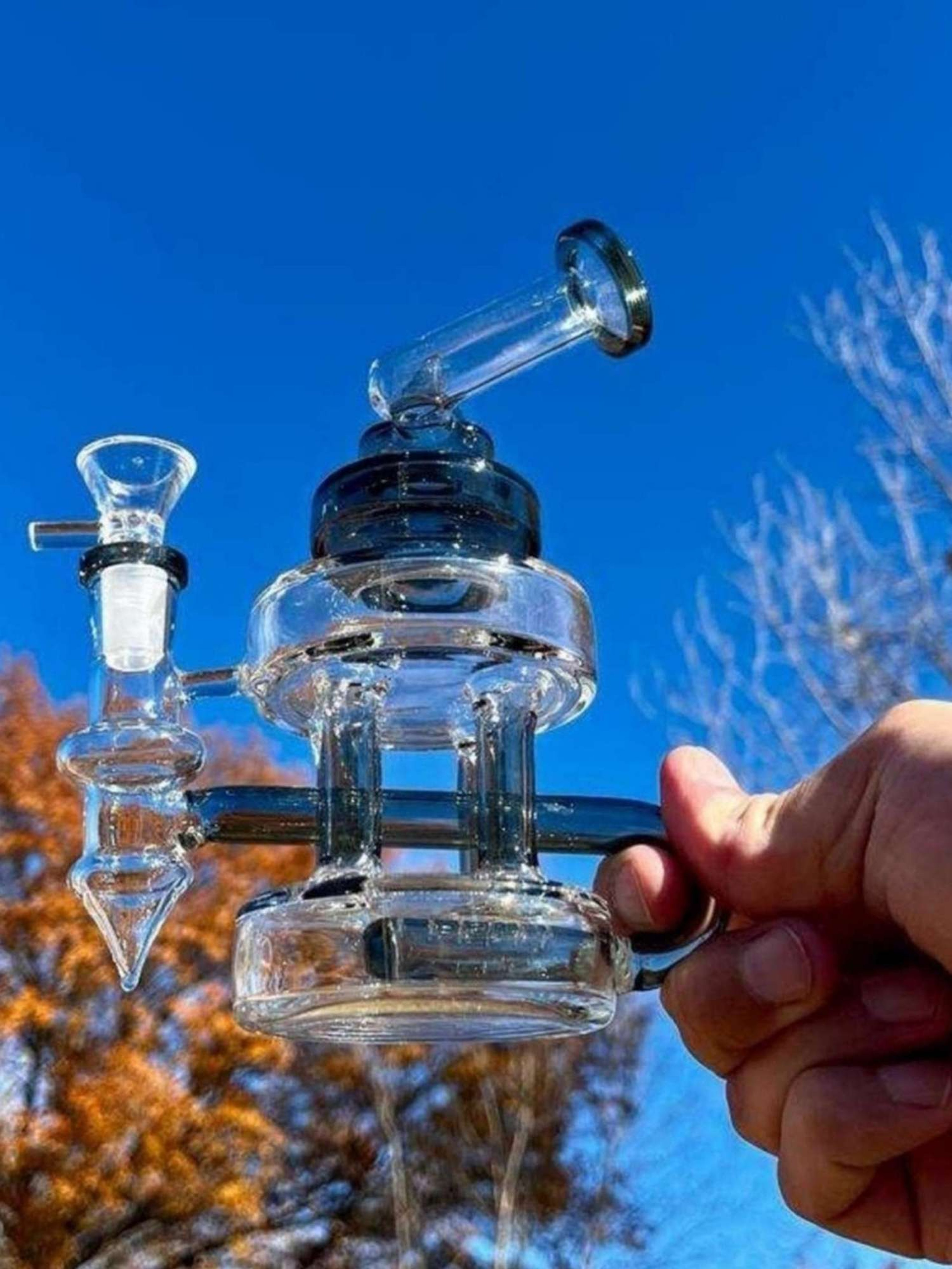 6" Black Mini Recycler Bong Rig image 0