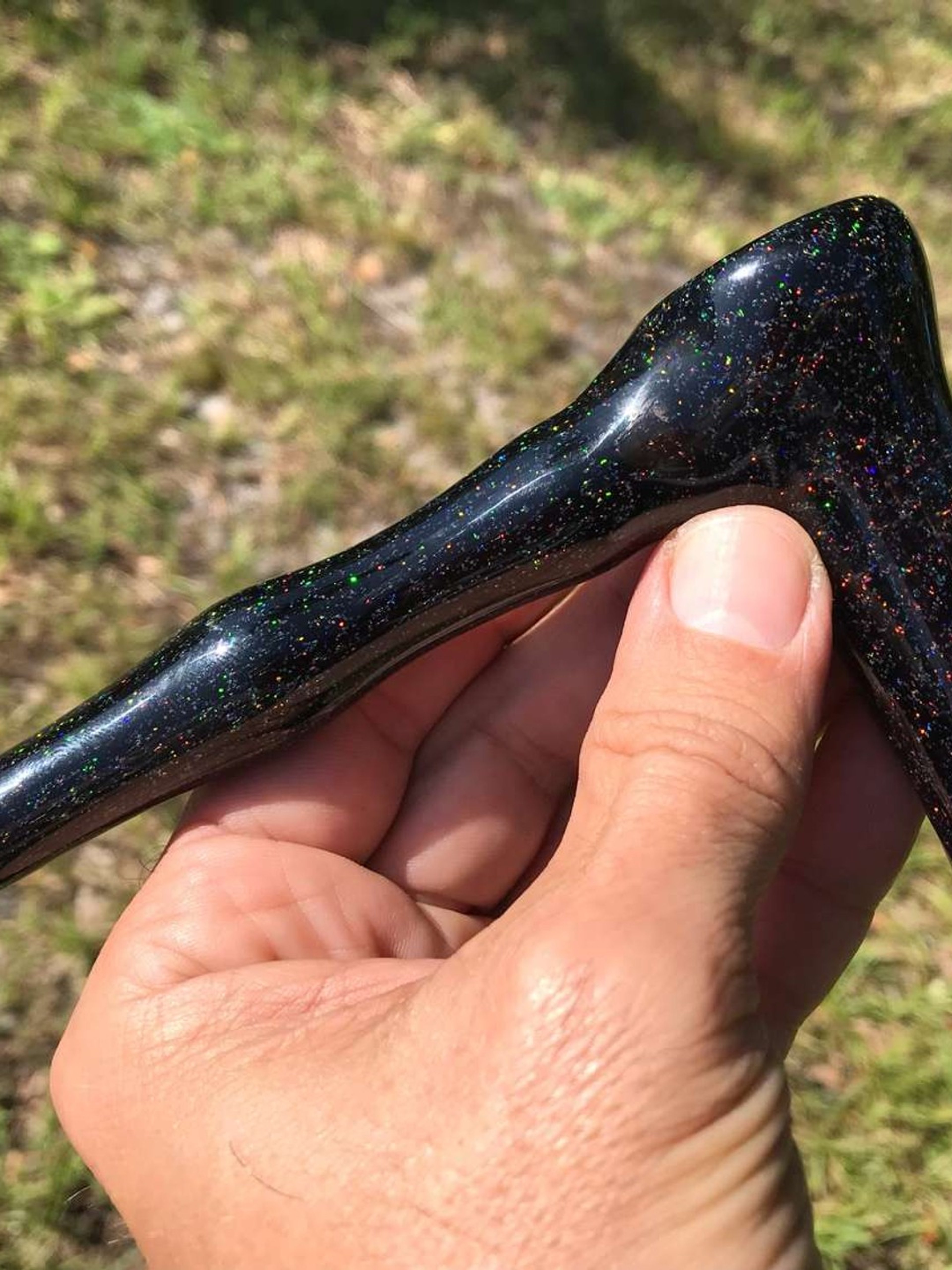 Preview pic of XL Crushed Opal X Jet Black Hammer Glass Pipe