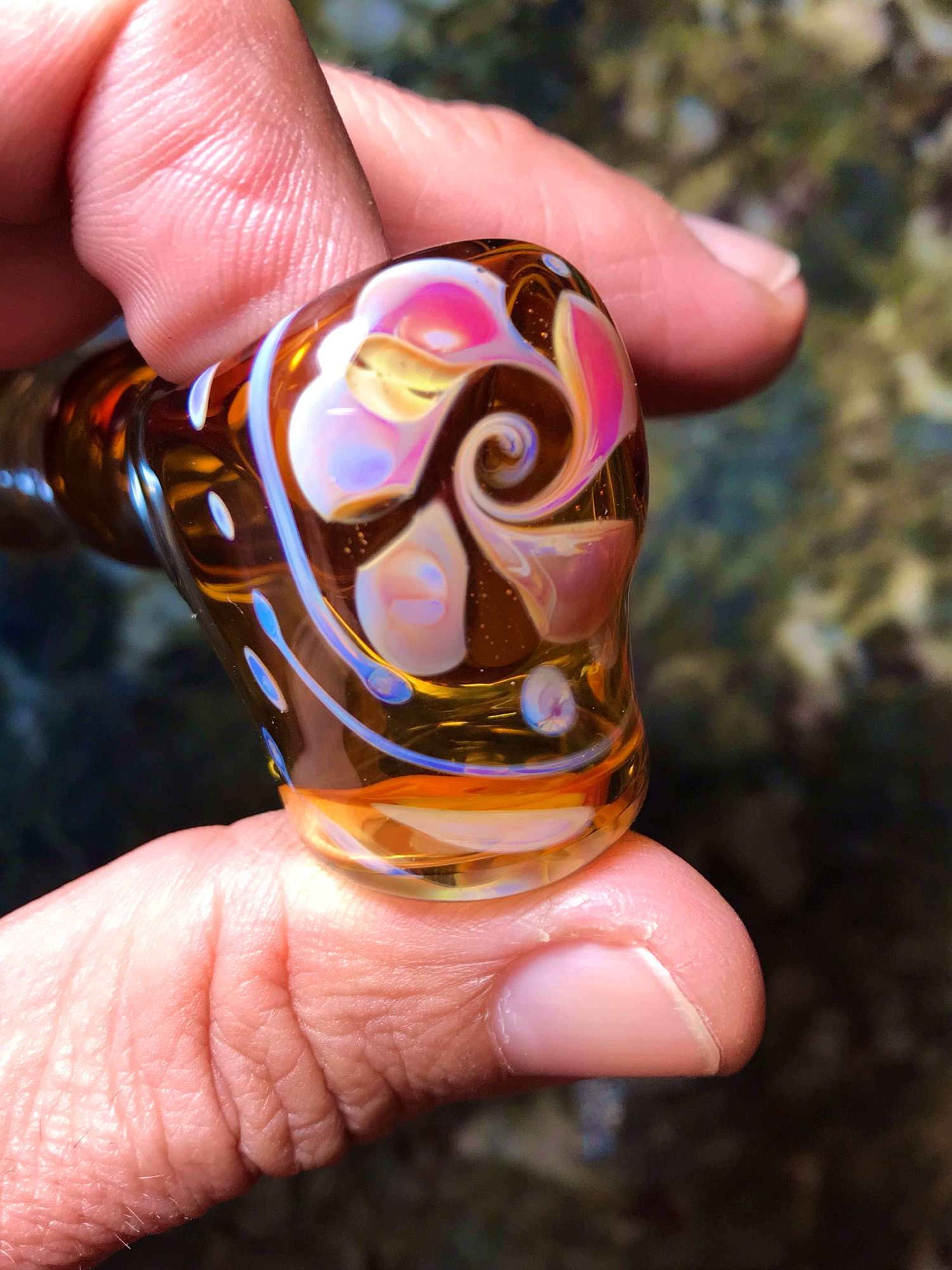 Preview pic of Amber ‘Antique’ PocketPal Mini Glass Pipe