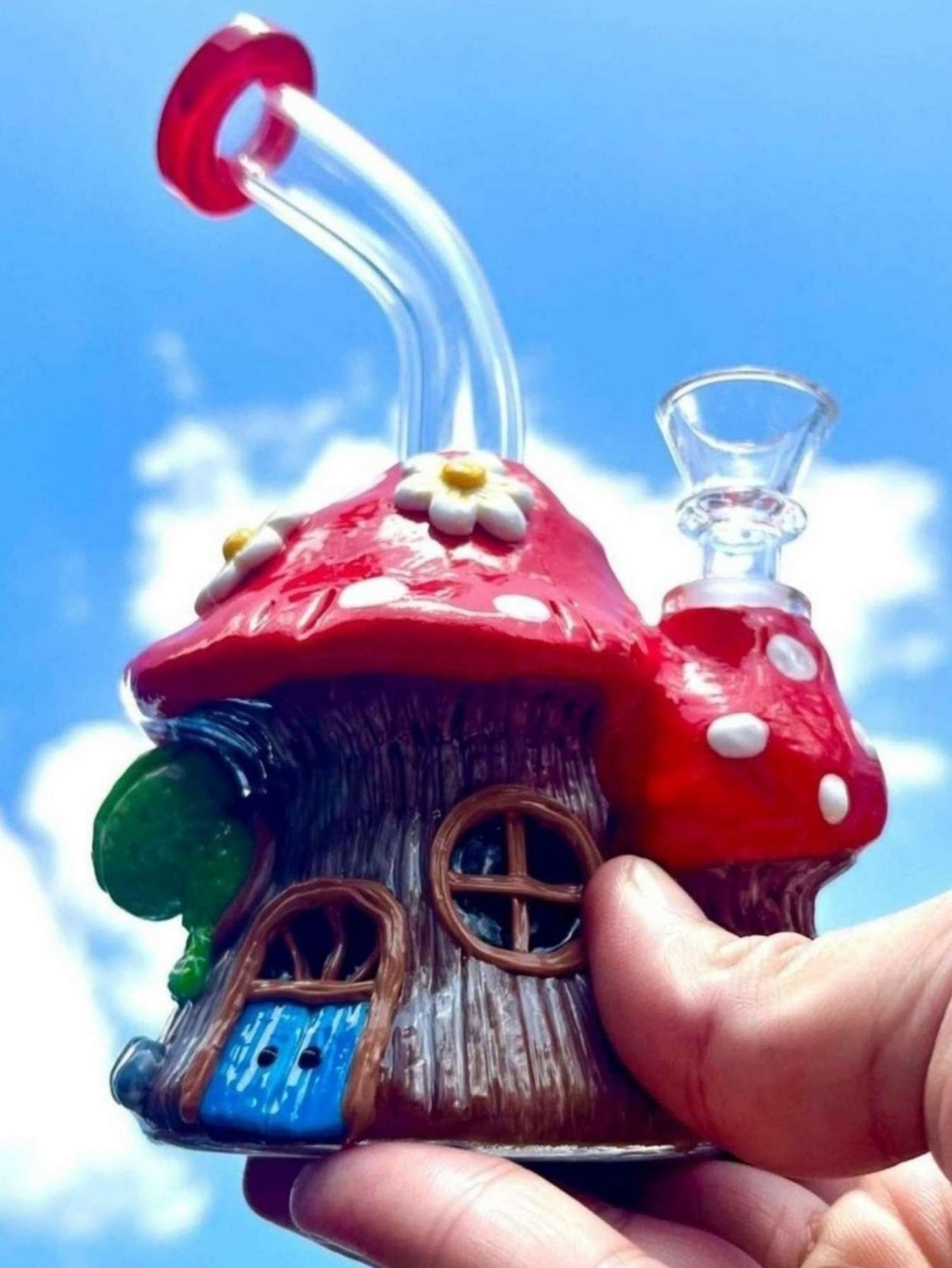 Mushroom Treehouse Glass Ceramic Bong Rig image 0