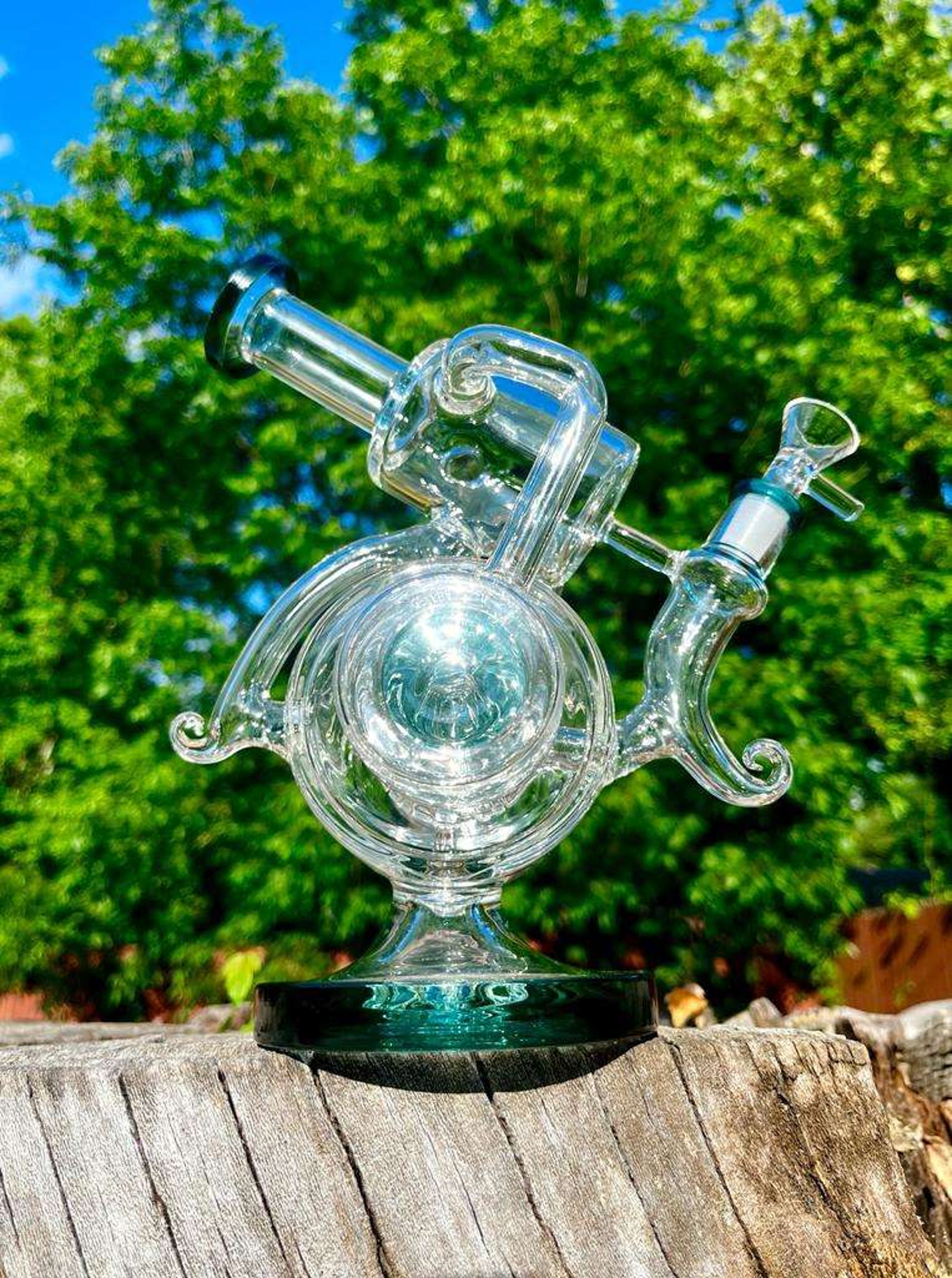 9" elegant Drum Glass Recycler Bong Rig image 0