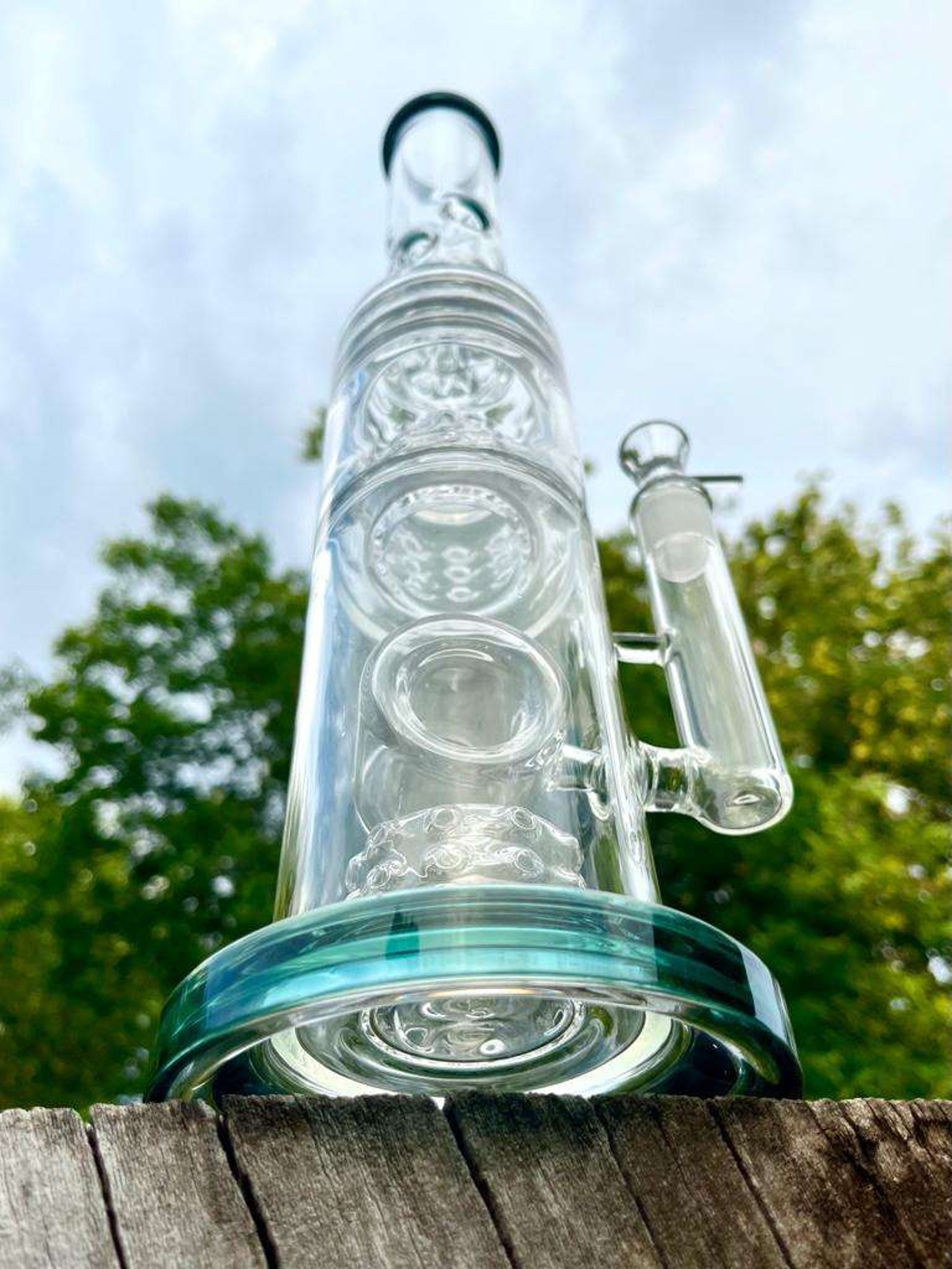 19" honeycomb Glass Recycler Bong Rig image 0