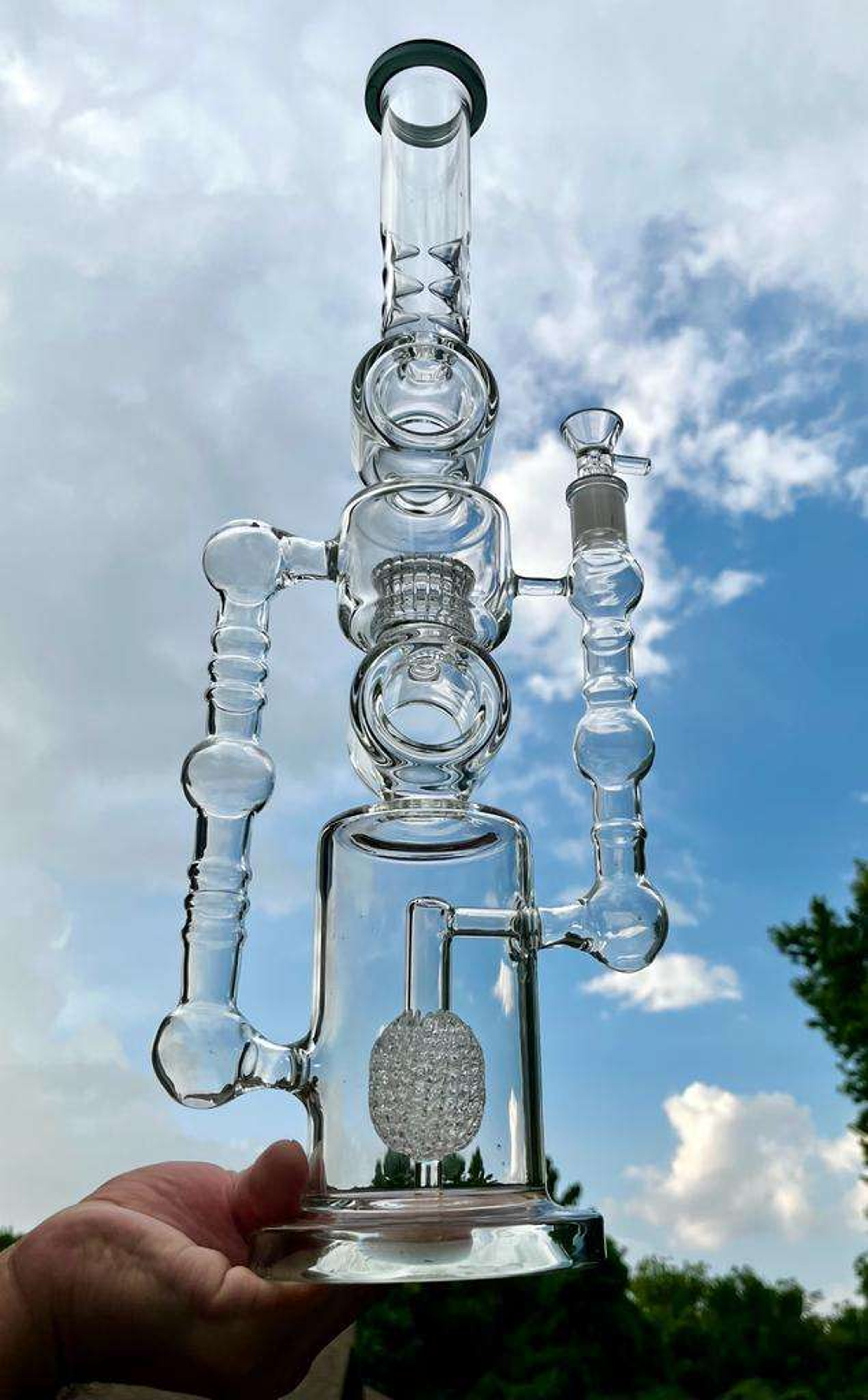 22" robotic Thick Glass Recycler Bong Rig image 0
