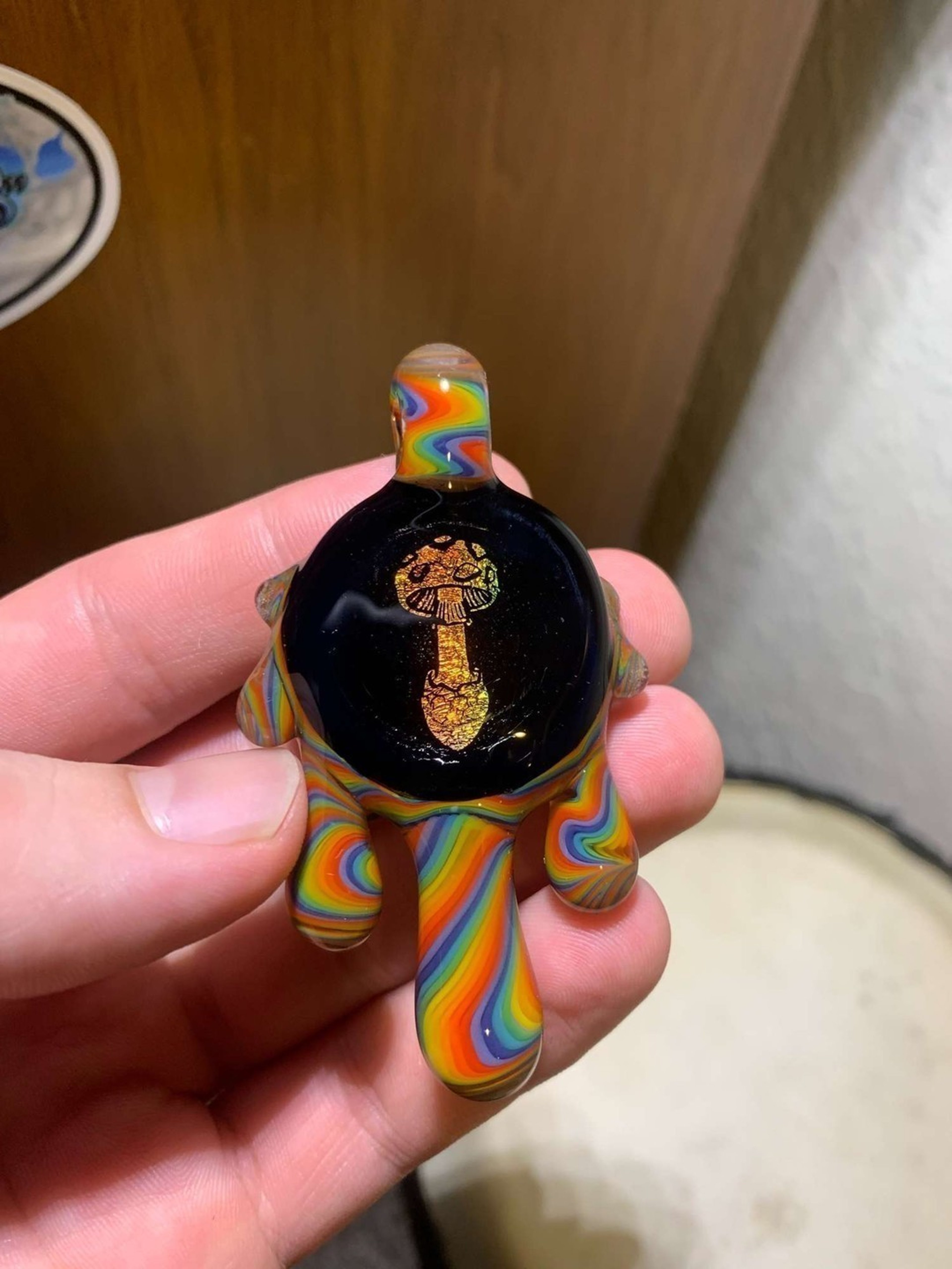 Heady Rainbow Dichoric Mushroom Pendy image 0
