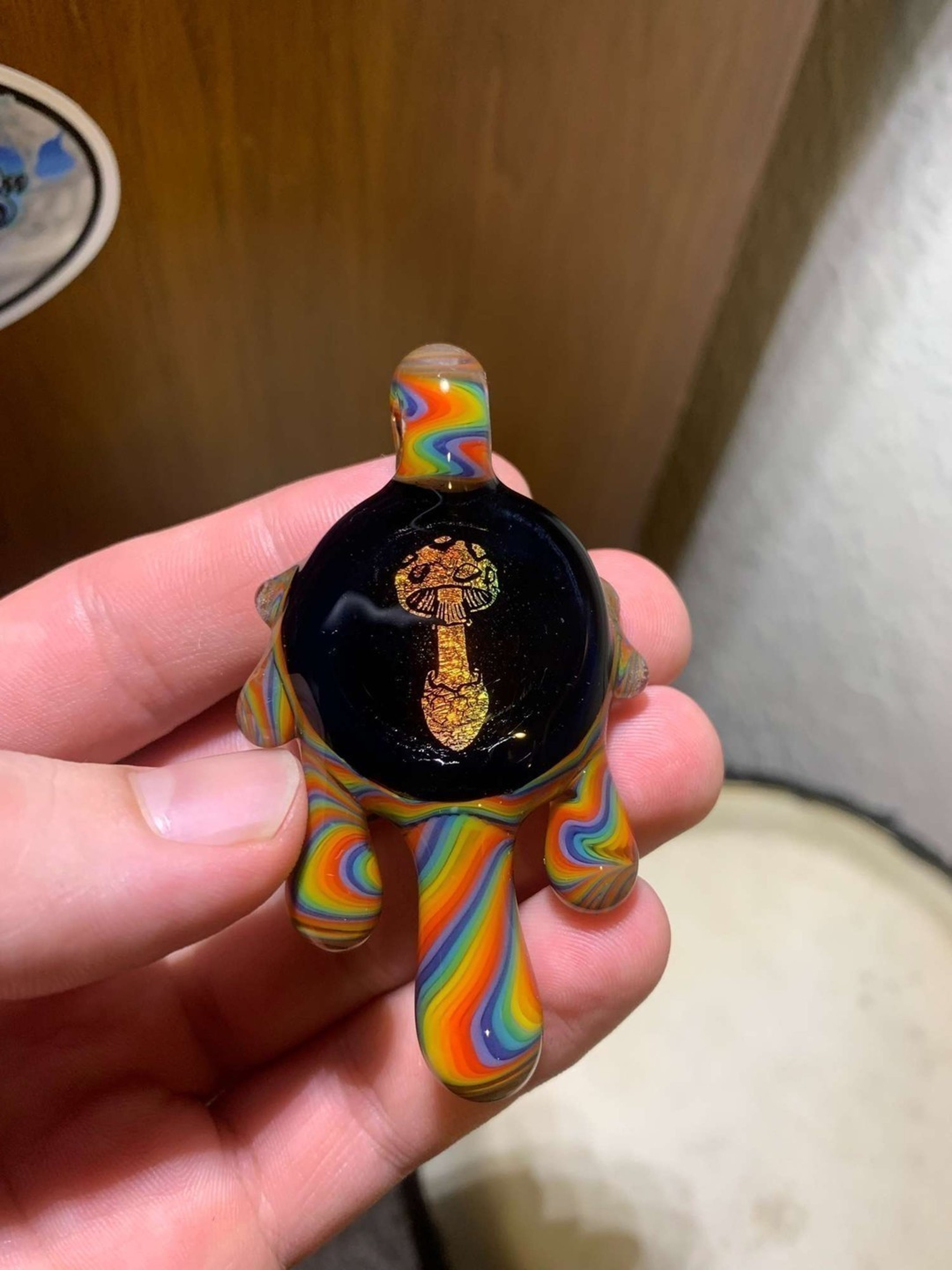 Preview pic of Heady Rainbow Dichoric Mushroom Pendy 