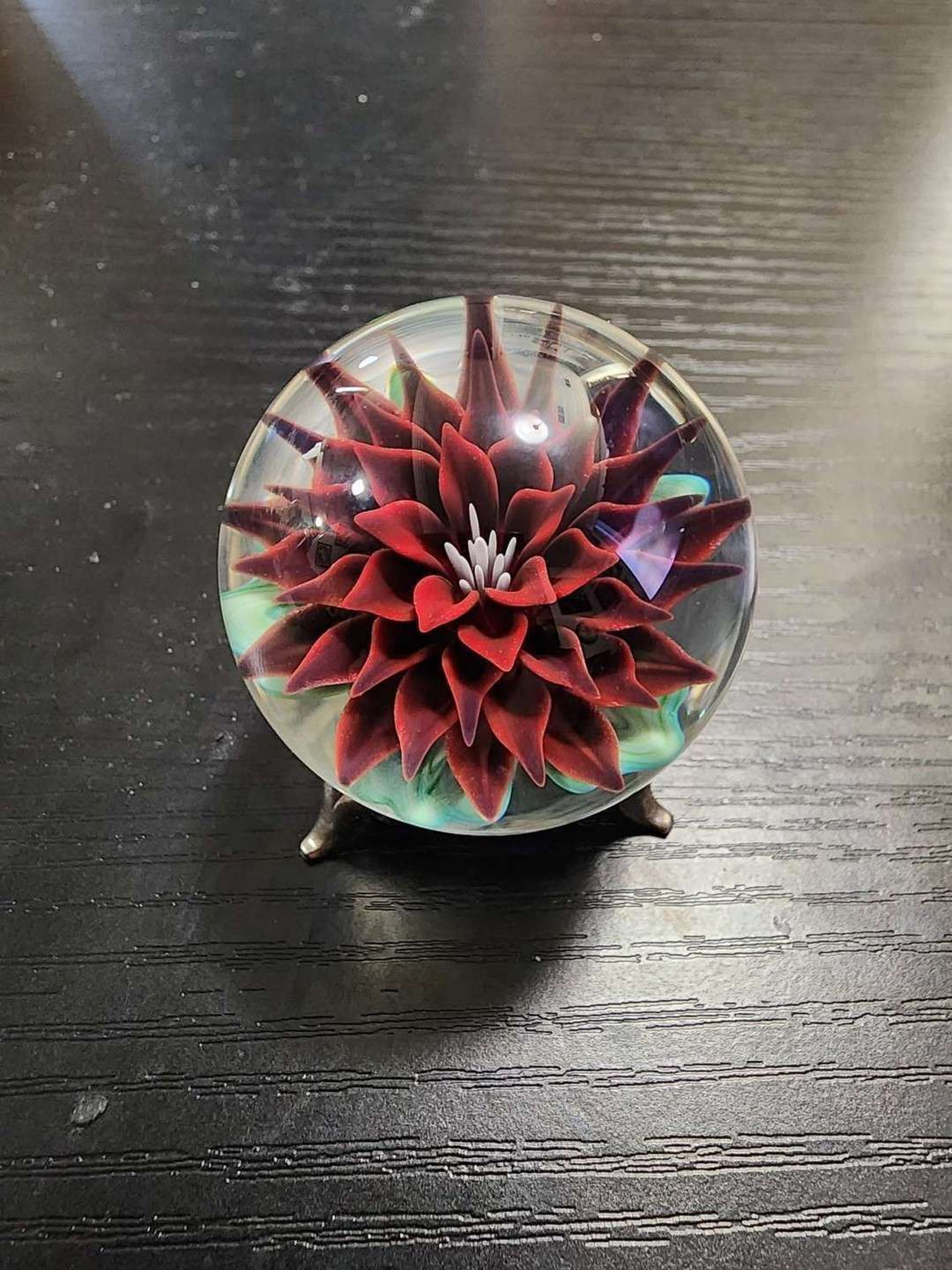 2017 1.5in Kobuki glass red lotus flower marble image 0
