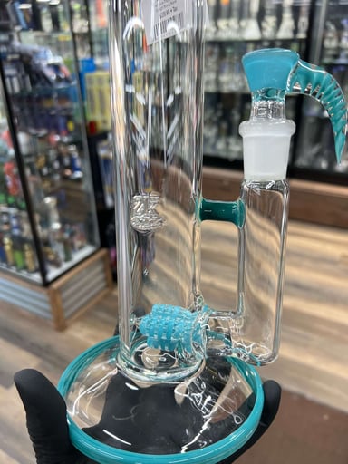 Preview pic of 2K Glass Art 18" Color Triple Stemline Straight Bong Aqua