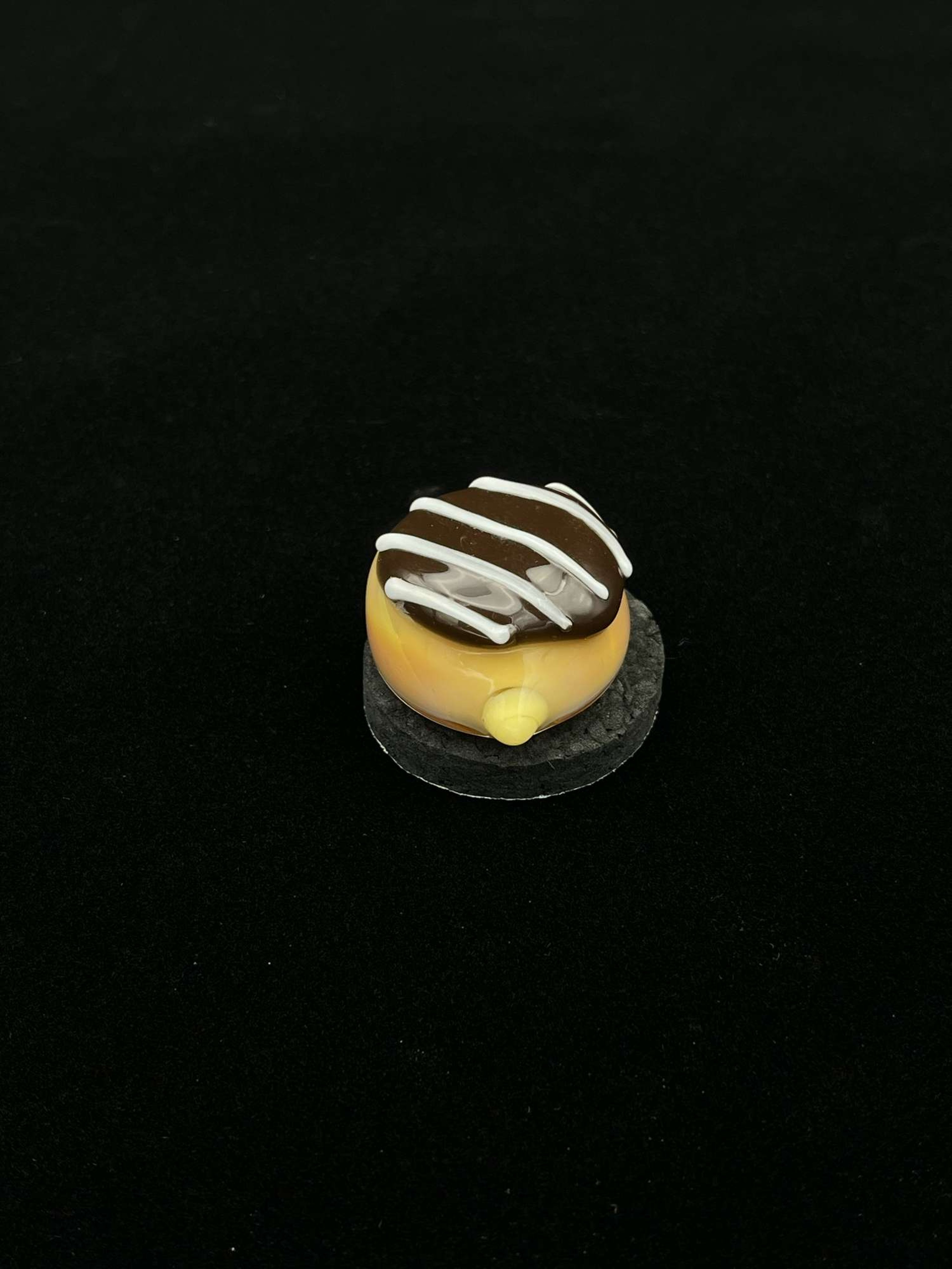 Frosted Boston Creme Donut Pendant by KGB Glass image 0