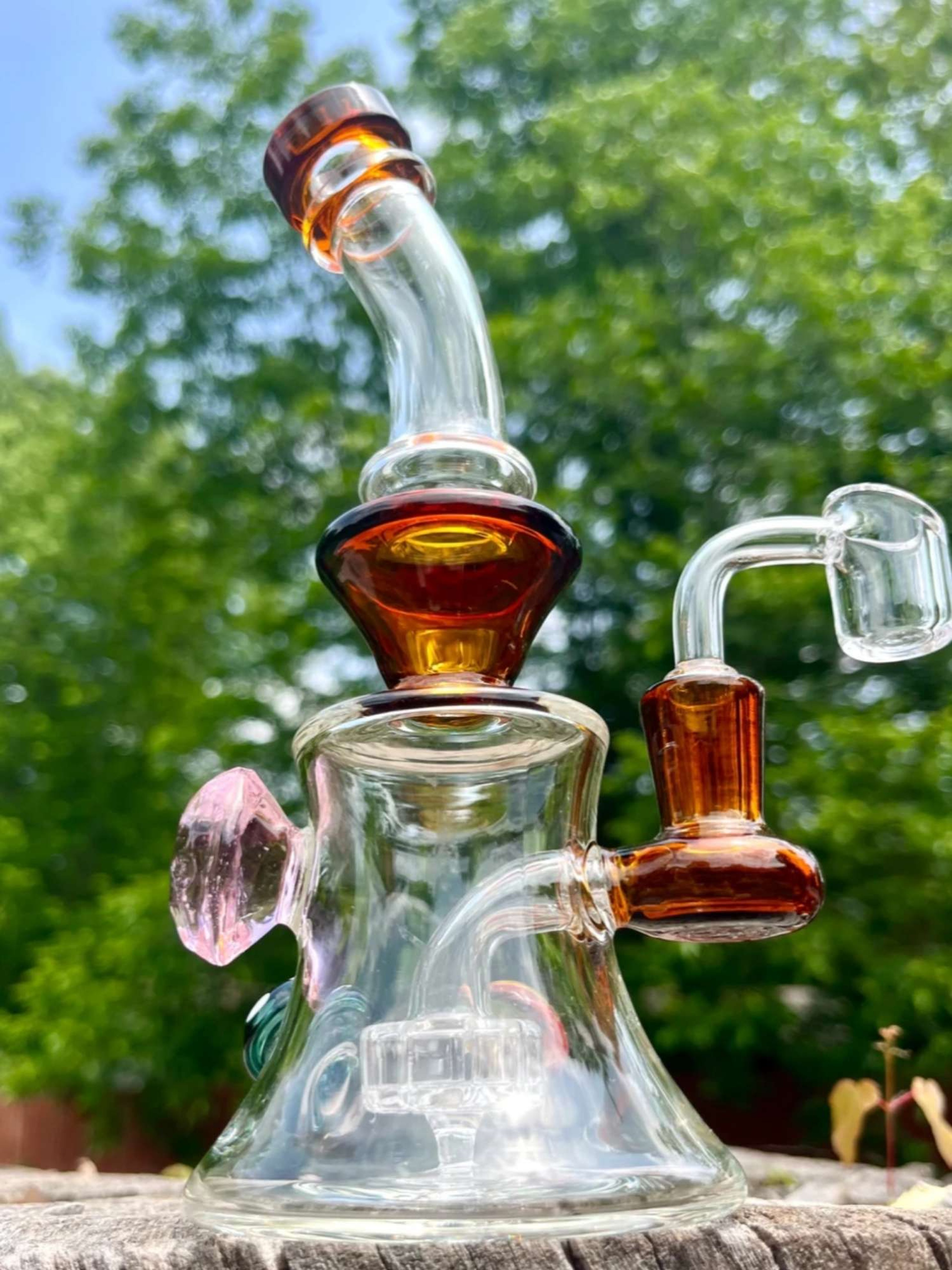Gem and Mushroom Oil Rig - Portable Borosilicate Glass Rig image 0