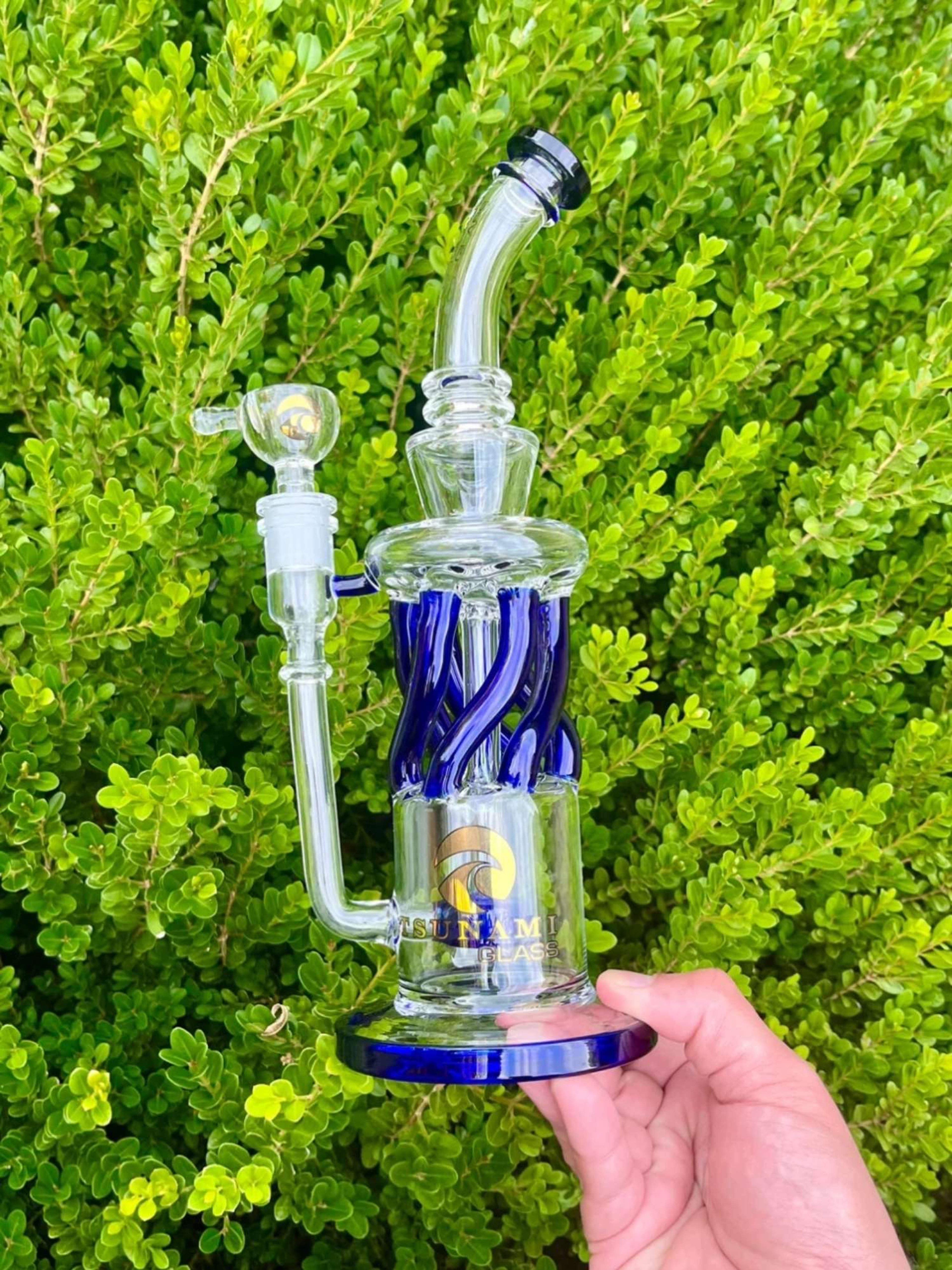12" Tsunami Glass - Shower Head Twist Perc Recycler image 0