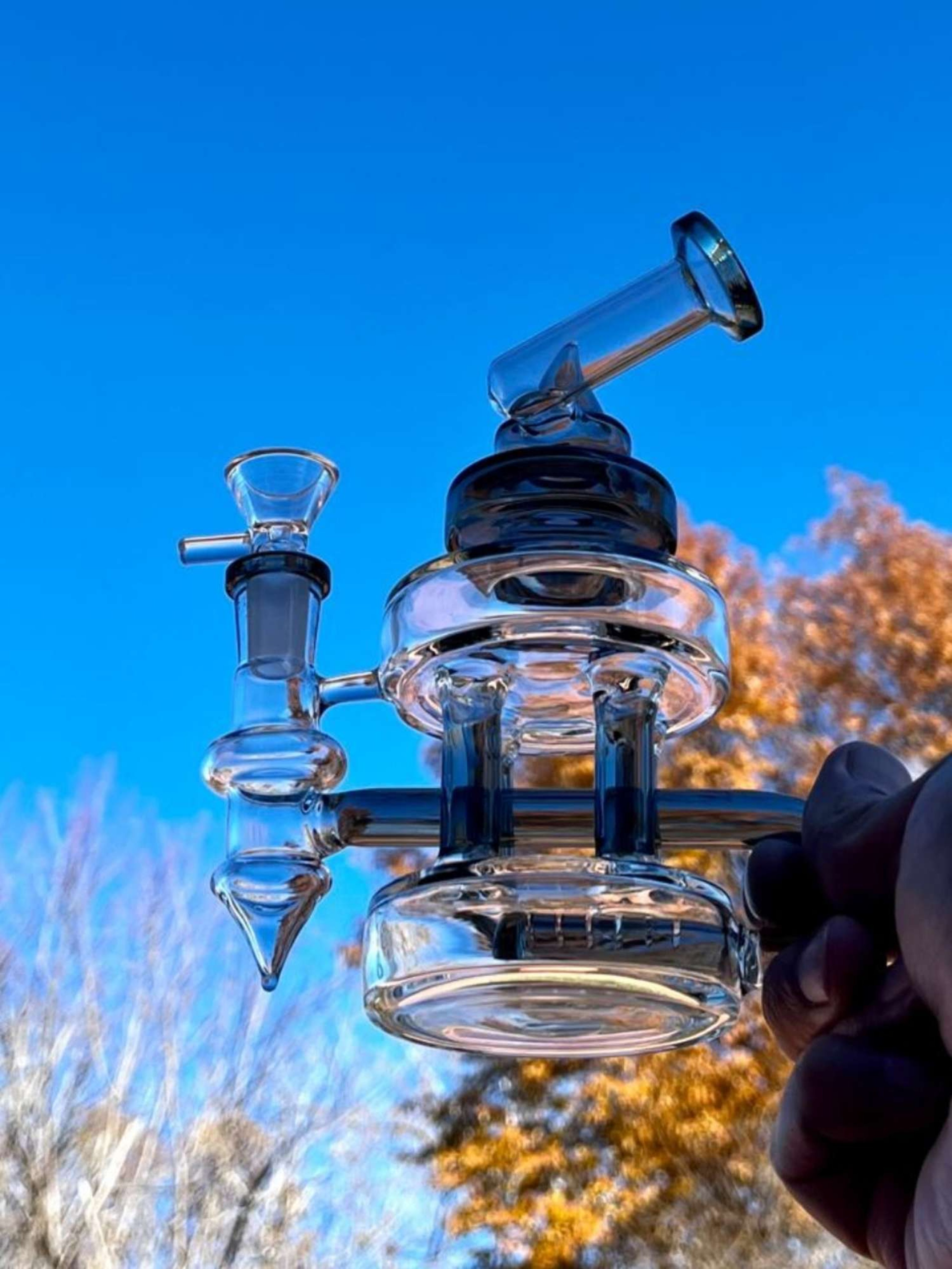 6.5"Green Mini Rig Recycler Glass Water Pipe image 0