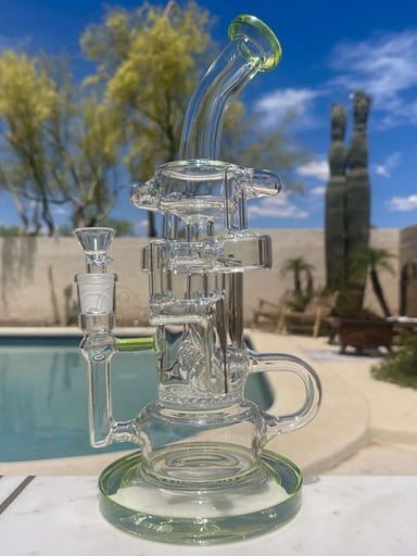 Preview pic of Green 12" Glass Klein Honey Comb Percolator 3 arm Hookah Bong Octopus