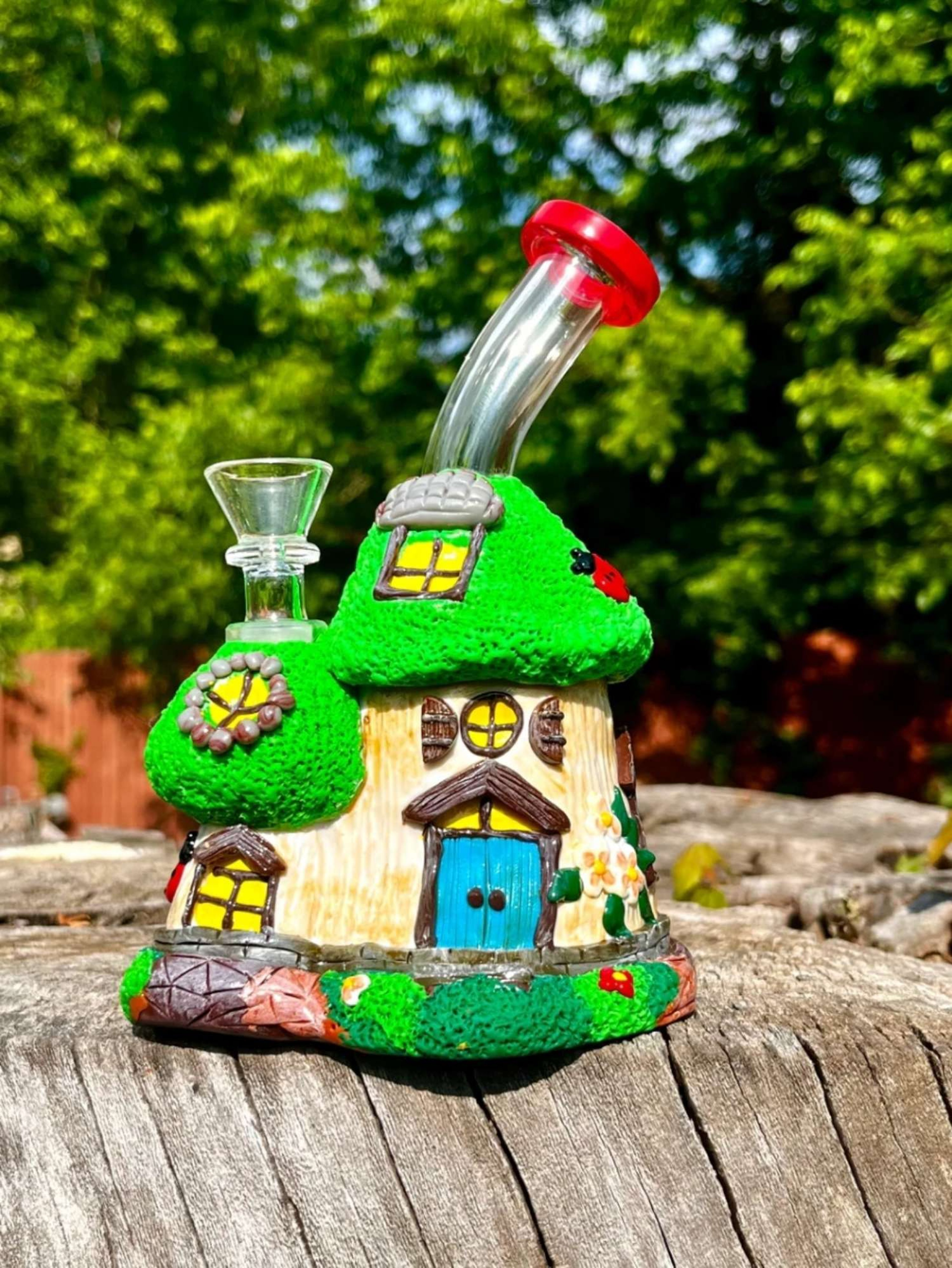 7" Mushroom Treehouse Ceramic Glass Pipe image 0