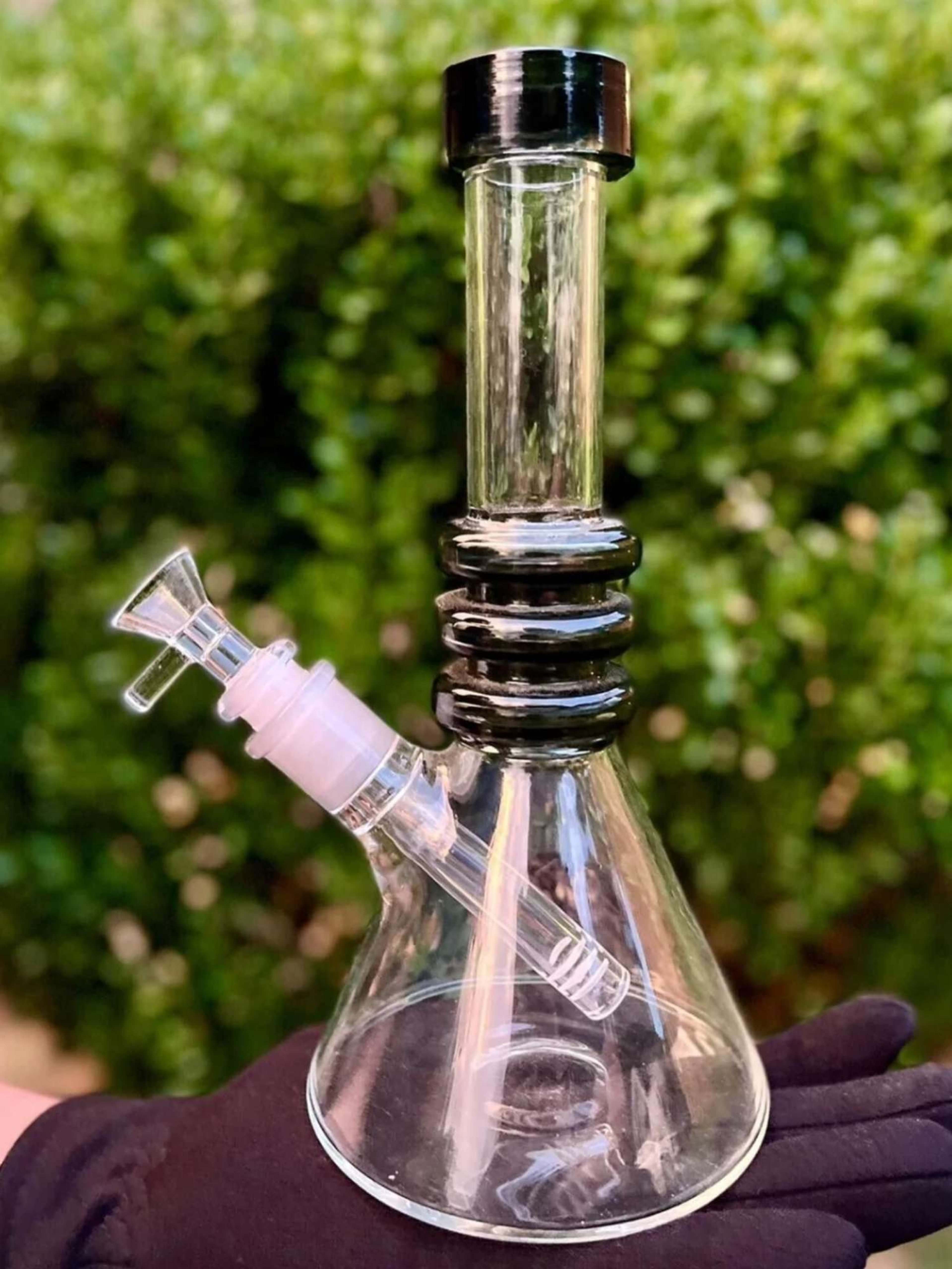 10" Teal Black Stoner Bong Glass Bong Water Pipe image 0