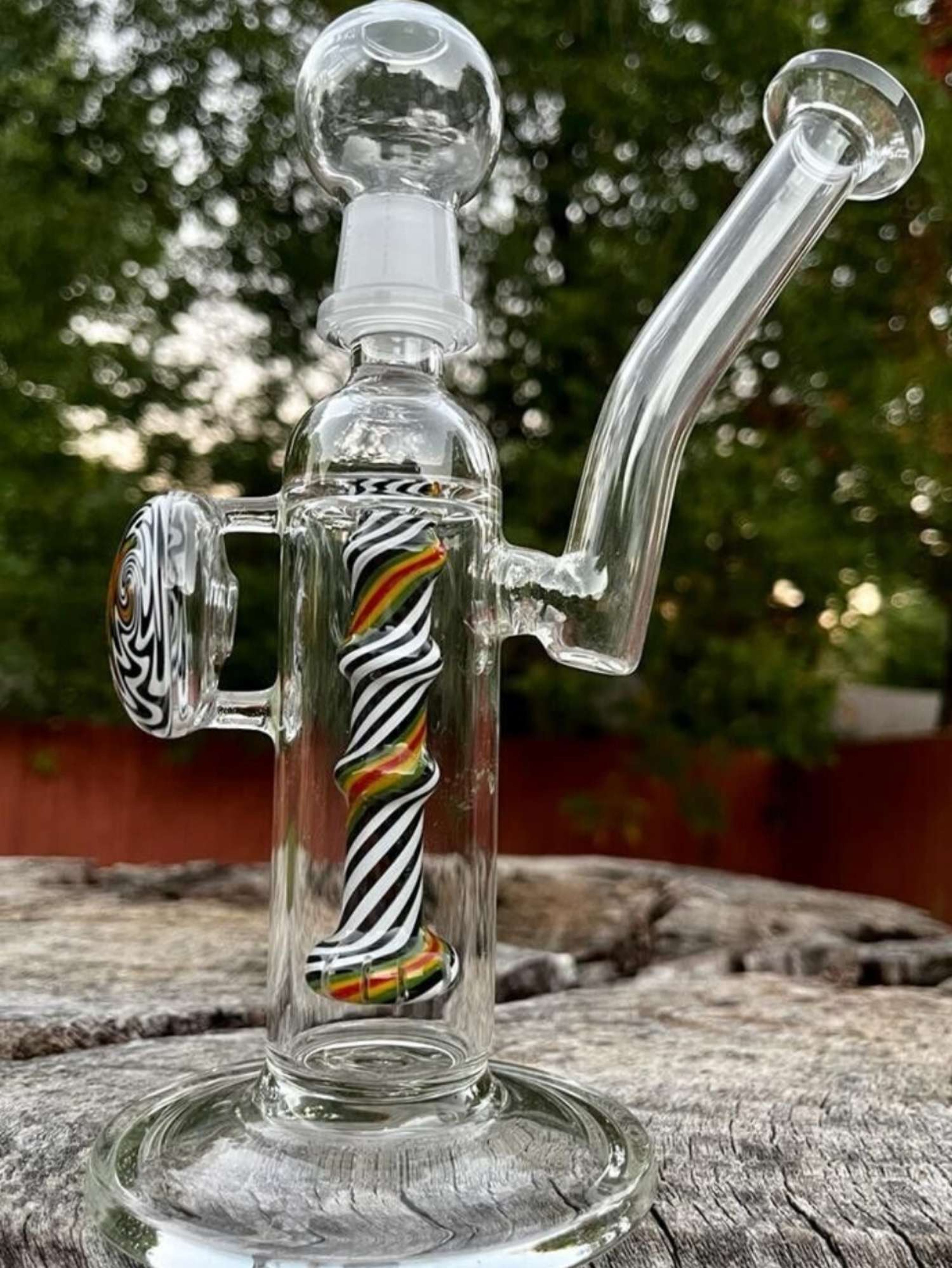 6" Colored Coil Dual Function Oil Rig Glass Bong image 0