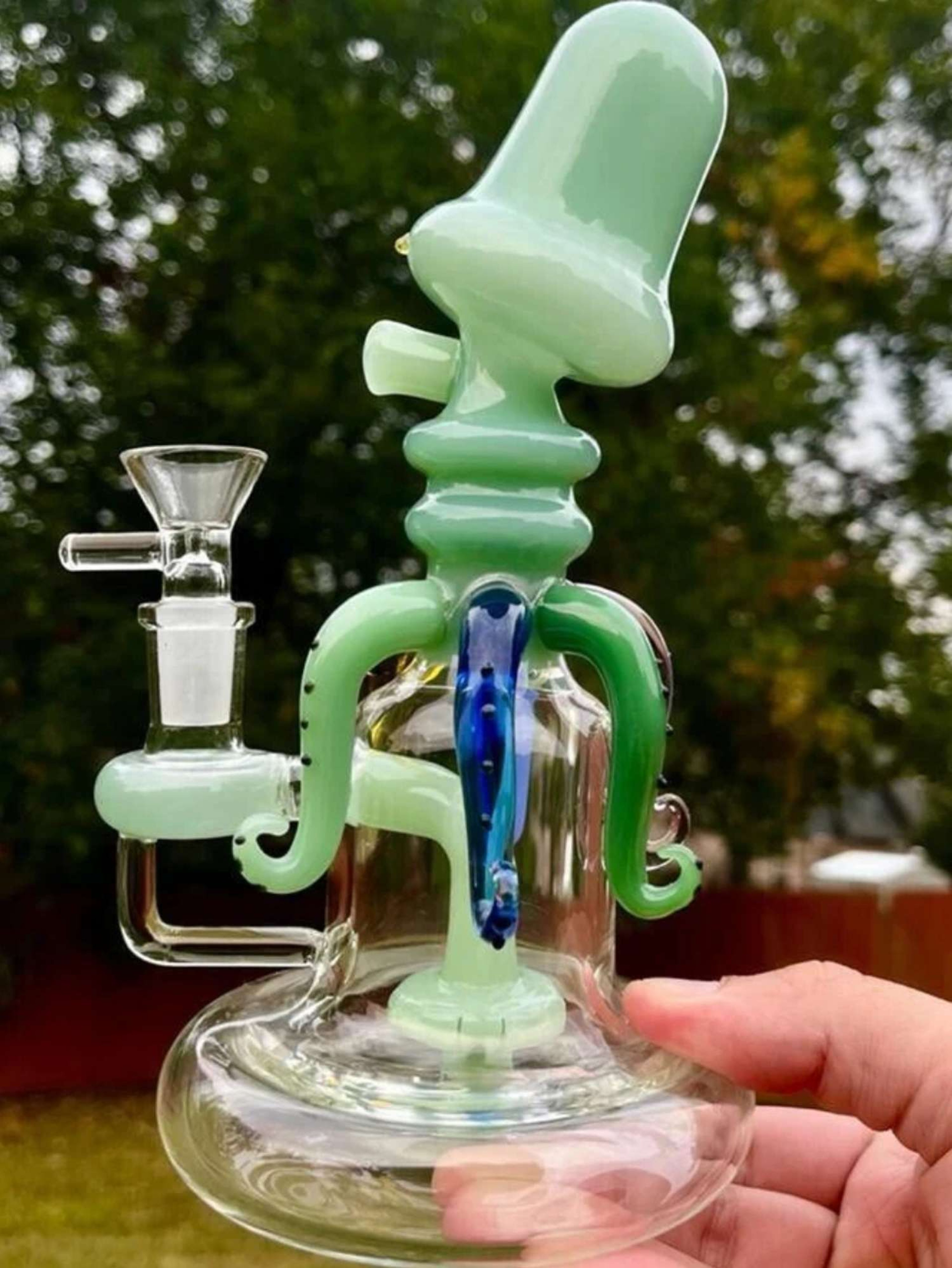 9" Octopus head Bong Glass Water Pipe Rig image 0