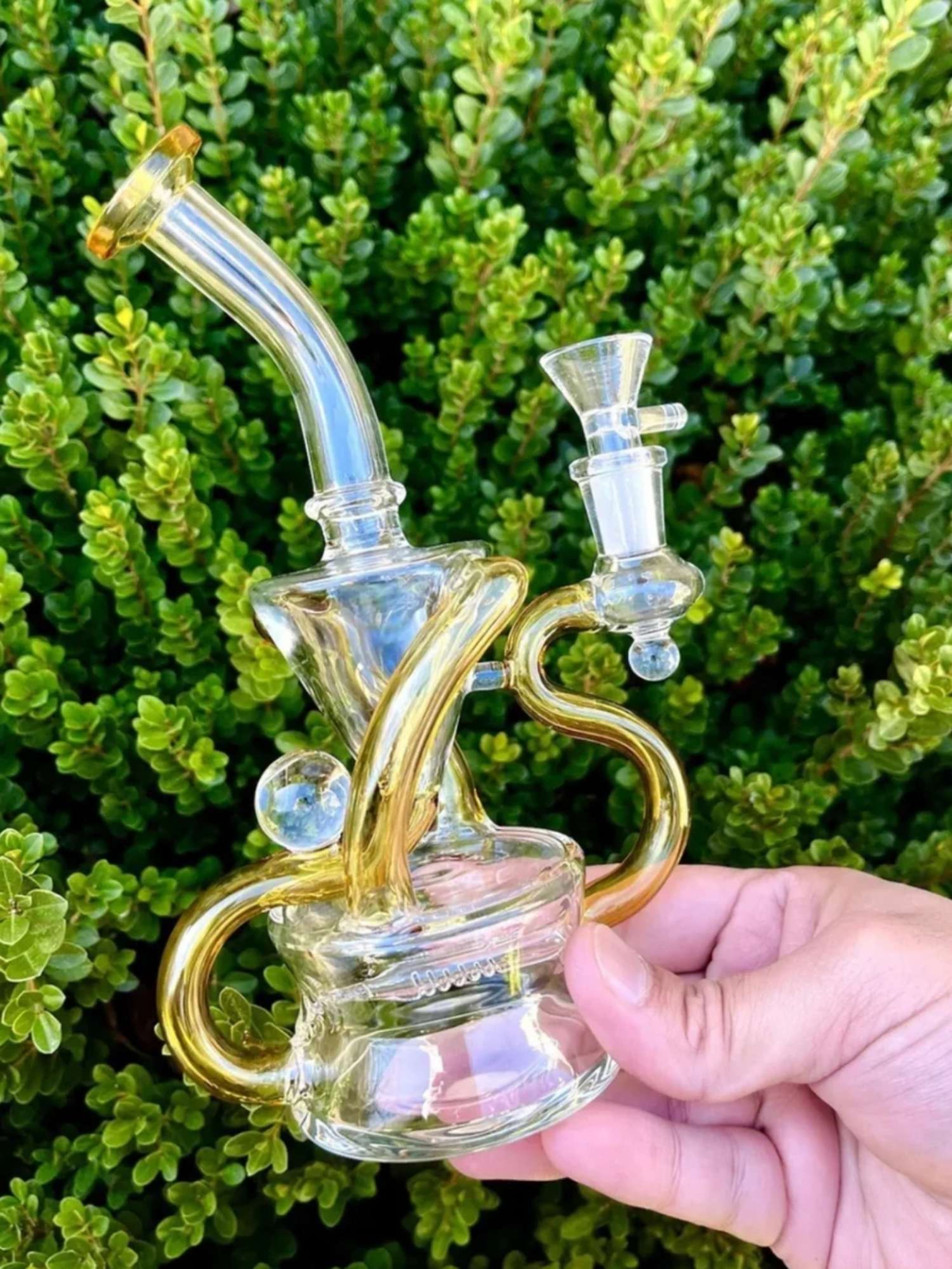 8" Yellow Recycler Rig Or Bong image 0