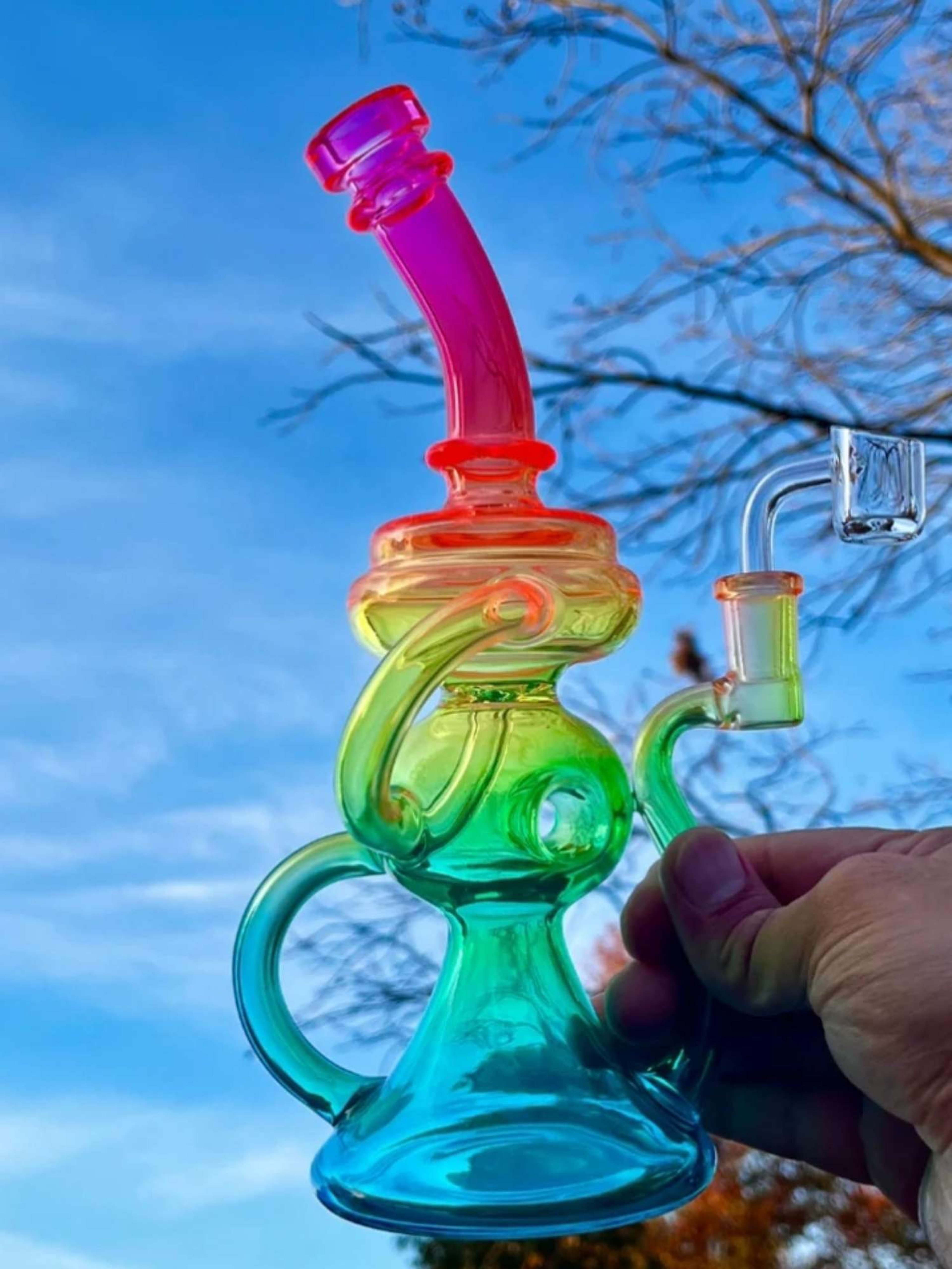10"Rainbow Full Of Life Recycler Rig Or Bong image 0