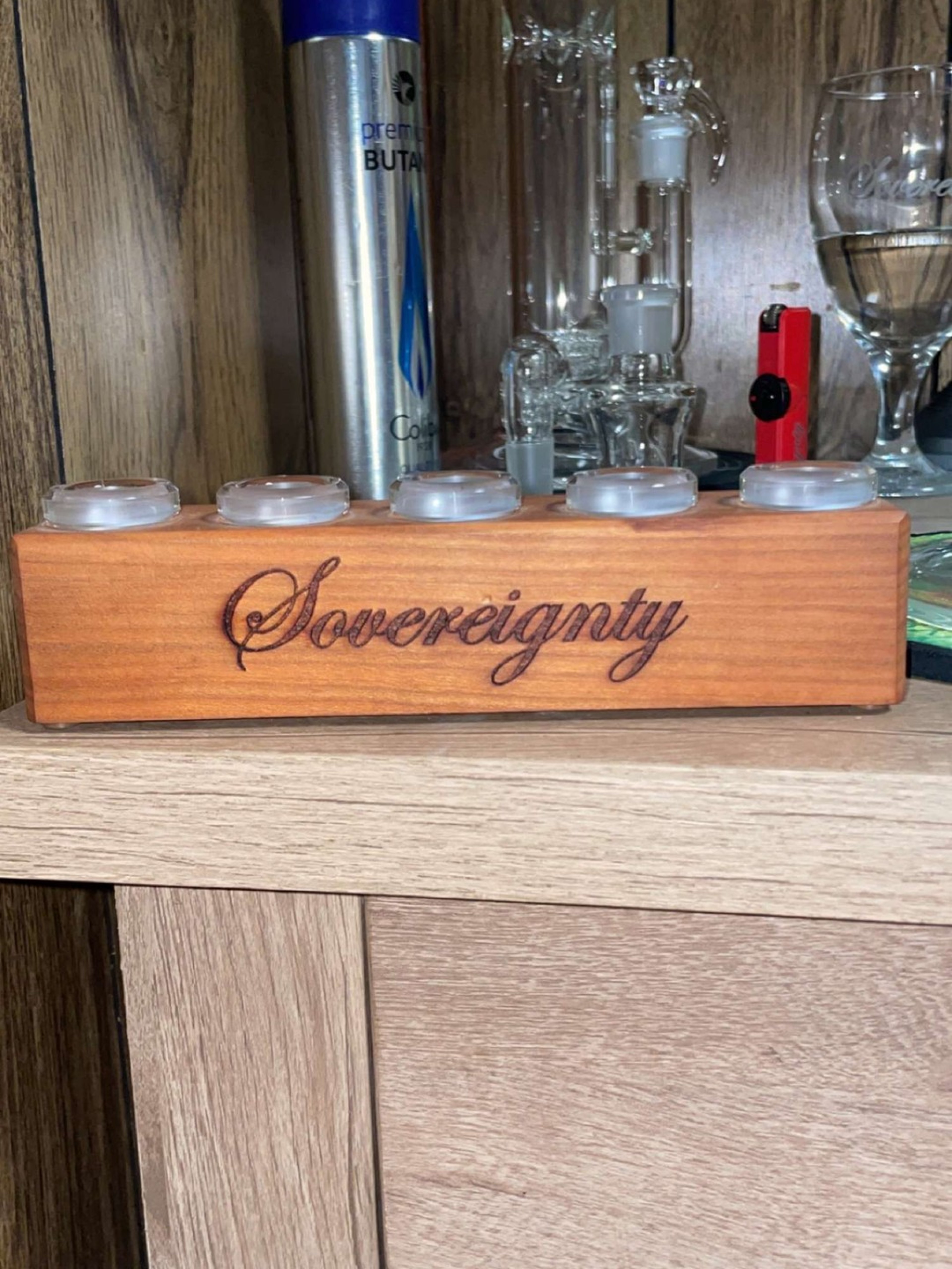 Sovereignty x Dank woodworks cherry 5 hole wooden stand image 0