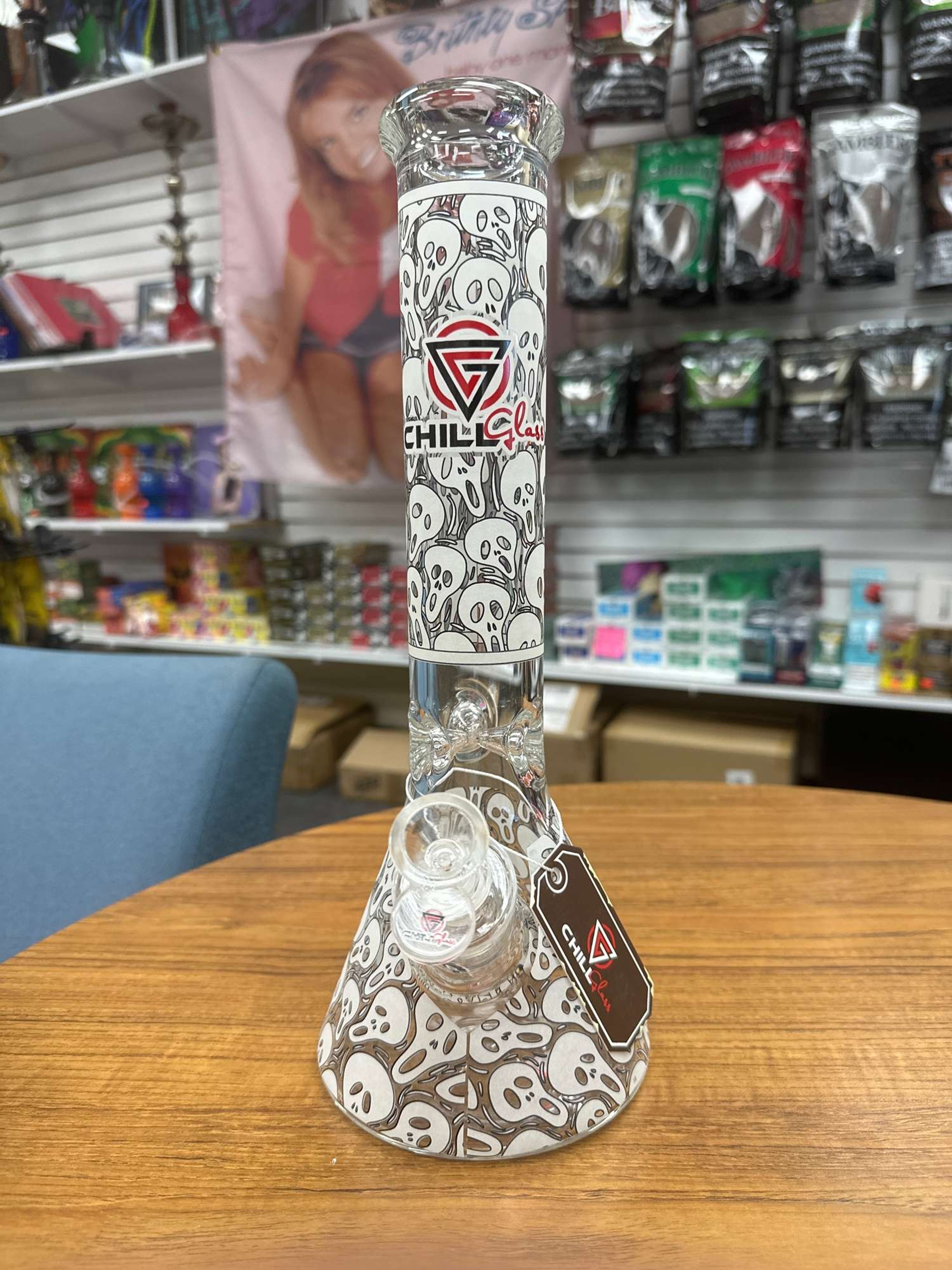 Chill Glass Glow In The Dark Spooky Ghost Bong image 0