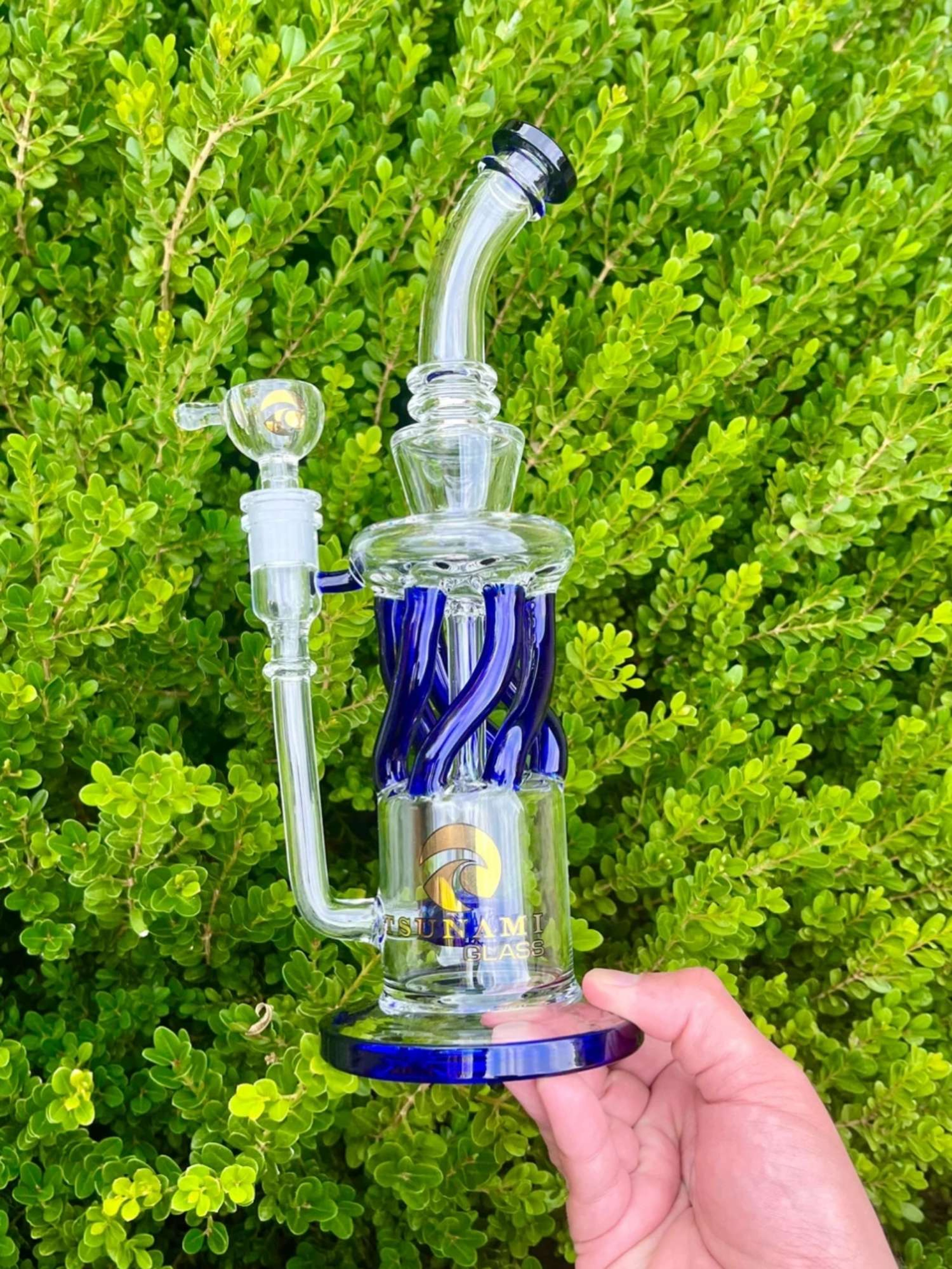 12" Tsunami Glass - Shower Head Twist Perc Recycler image 0