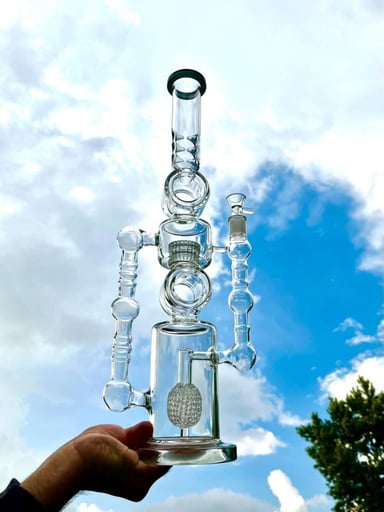 Preview pic of 22" Thick Glass Heavy Recycler Bong Rig 