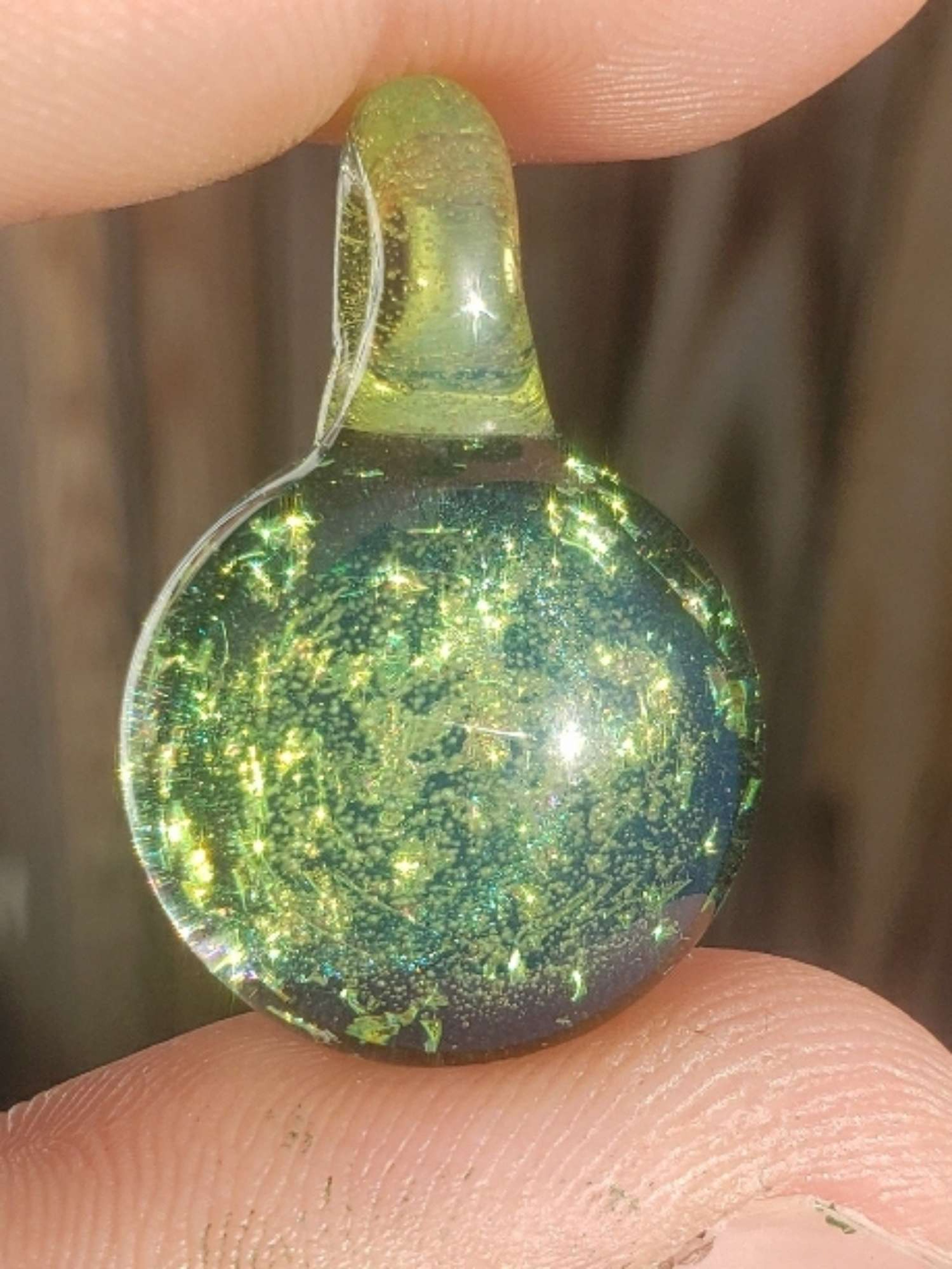 Preview pic of Small green dichro pendant