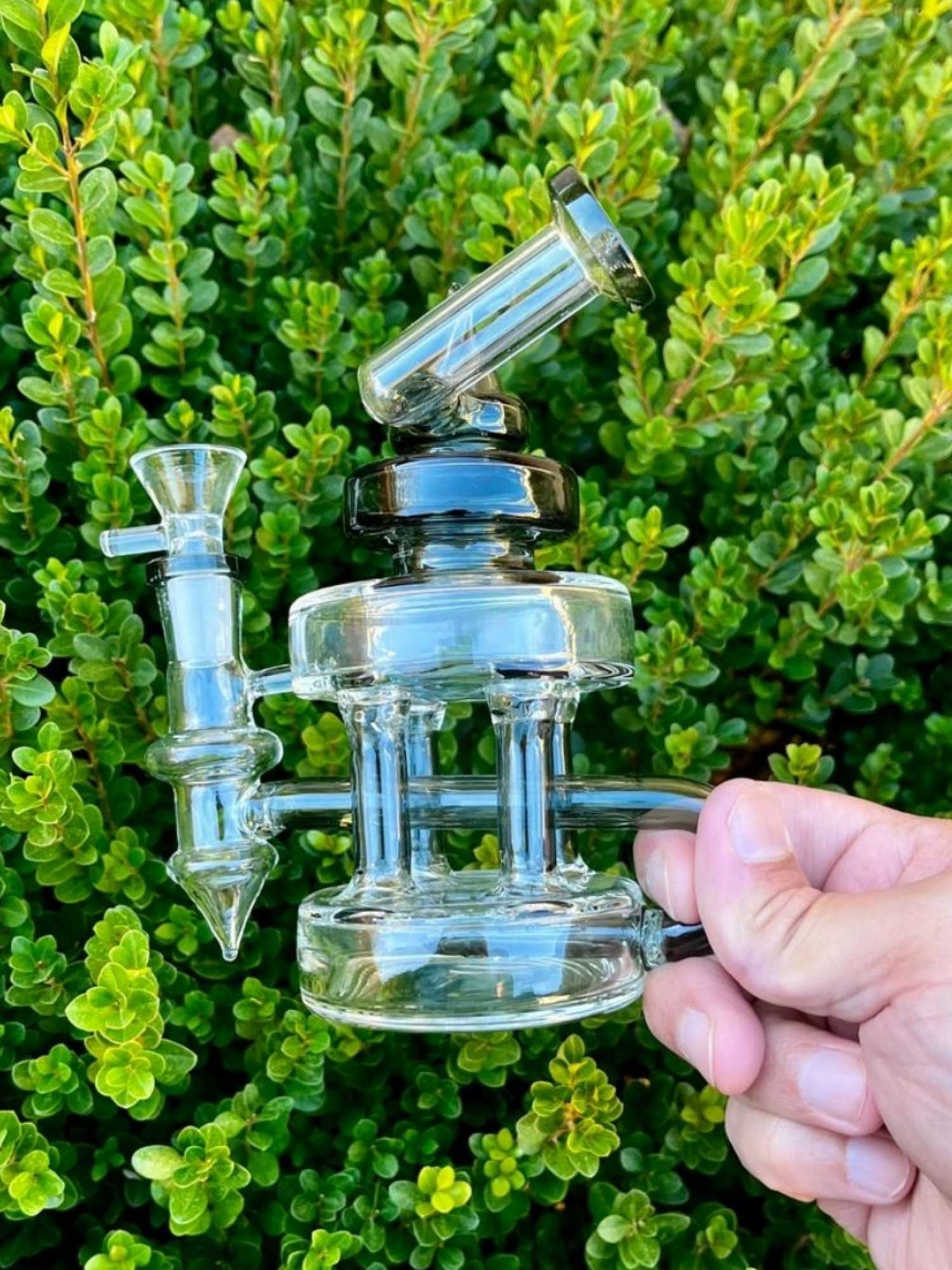 6.5"Green Mini Rig Recycler Glass Water Pipe image 0