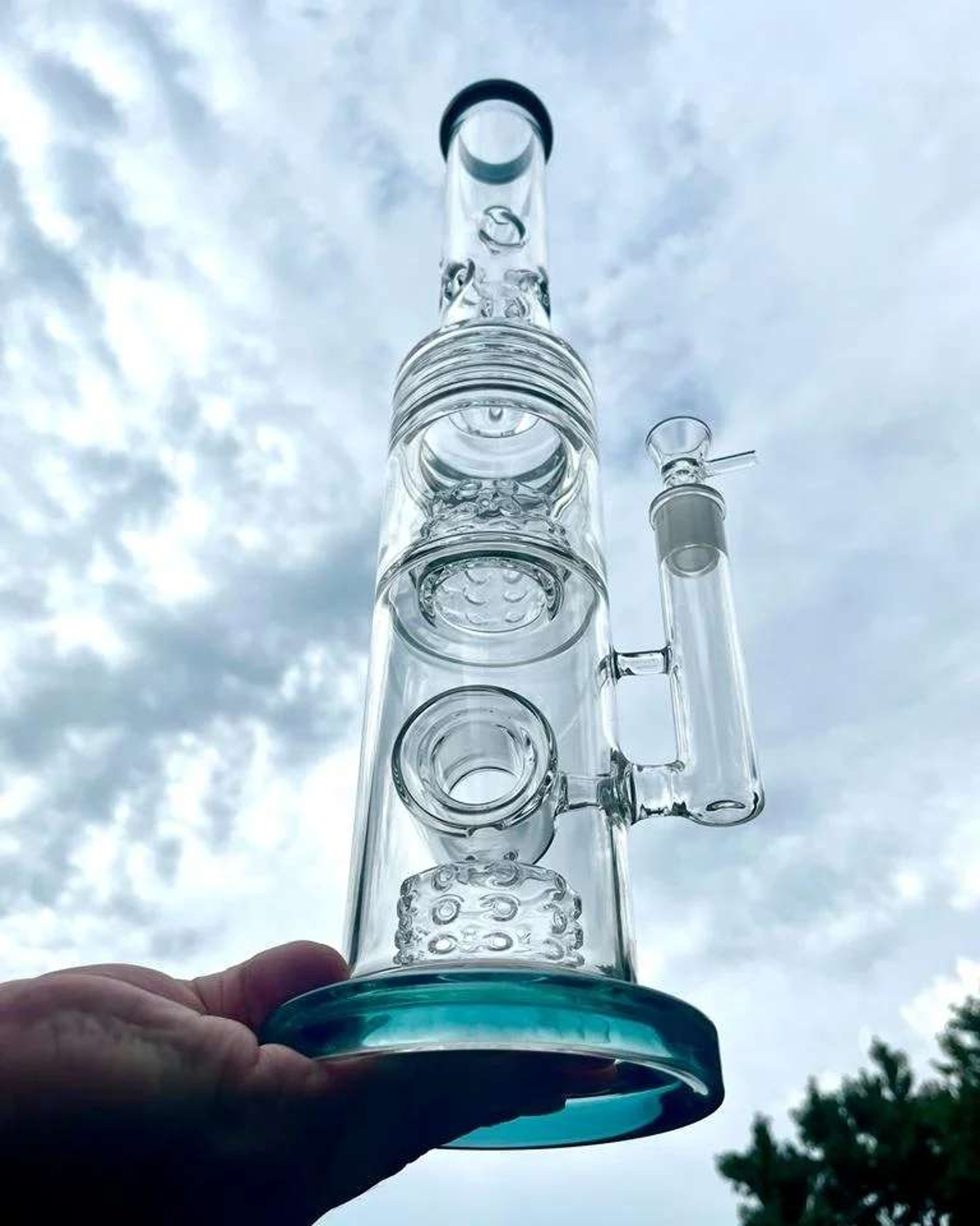 18" Thick Glass Recycler Bong Rig  image 0