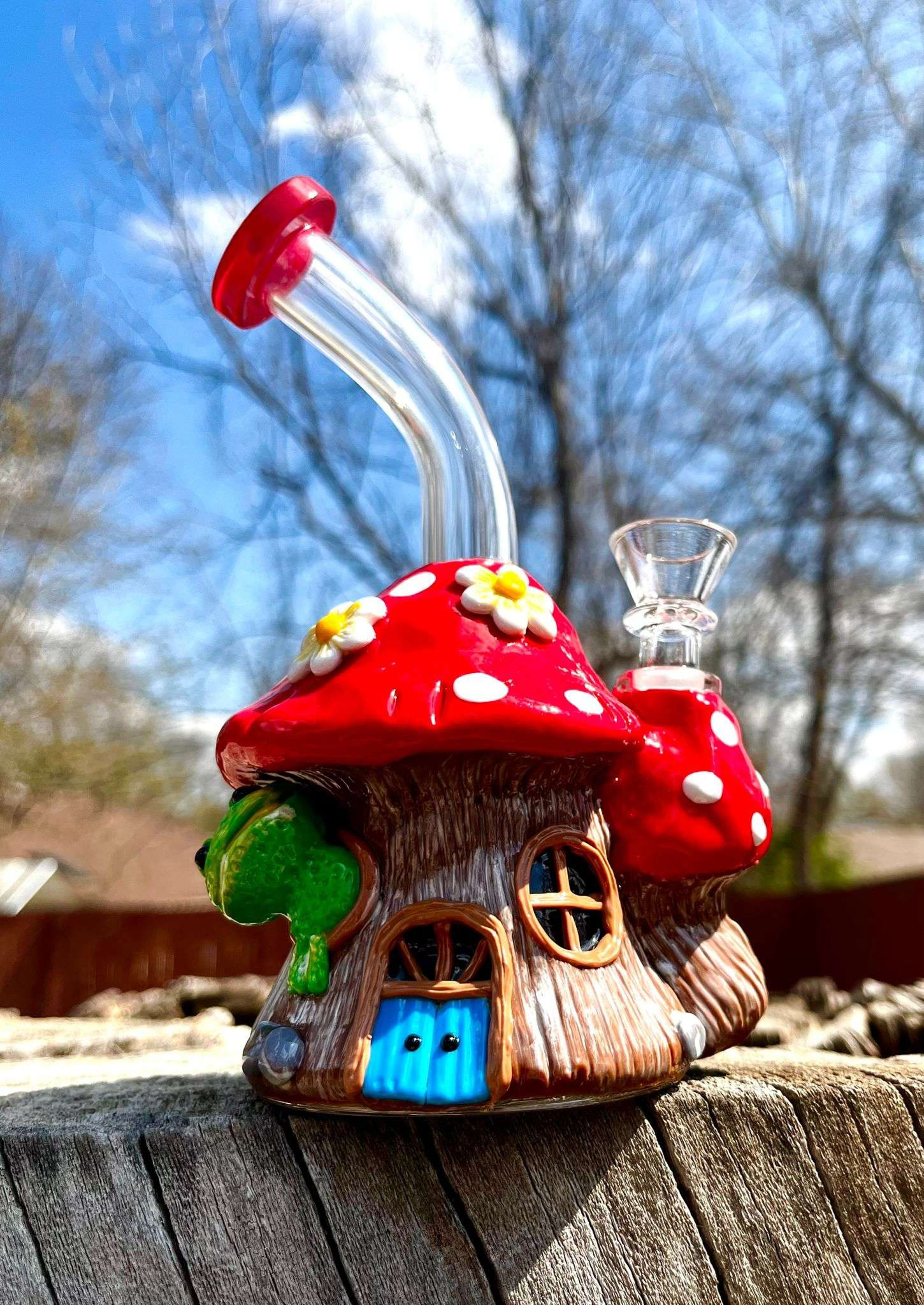 7" Froggy Glass Ceramic Bong Rig image 0