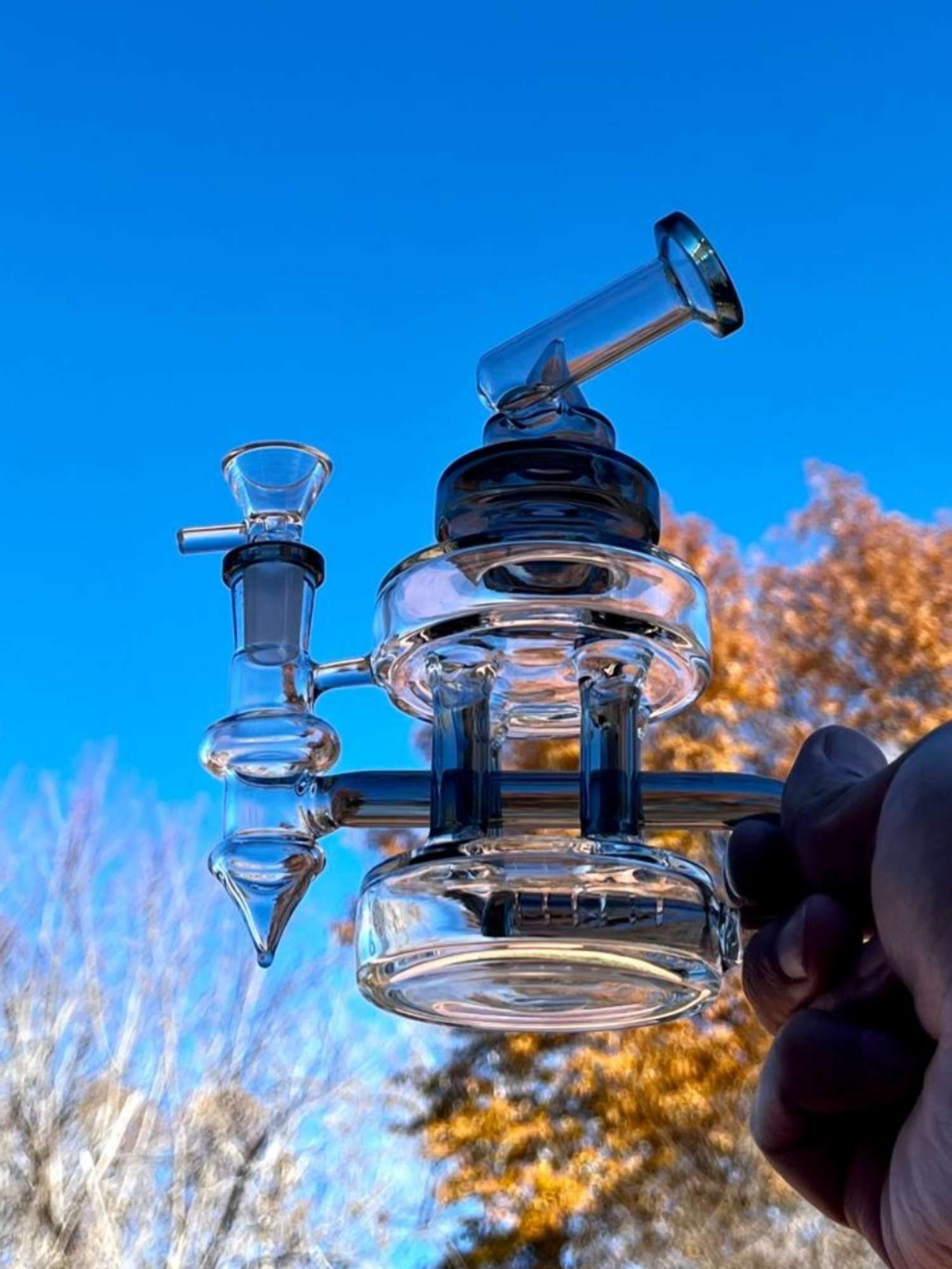 6.5"Green Mini Rig Recycler Glass Water Pipe image 0