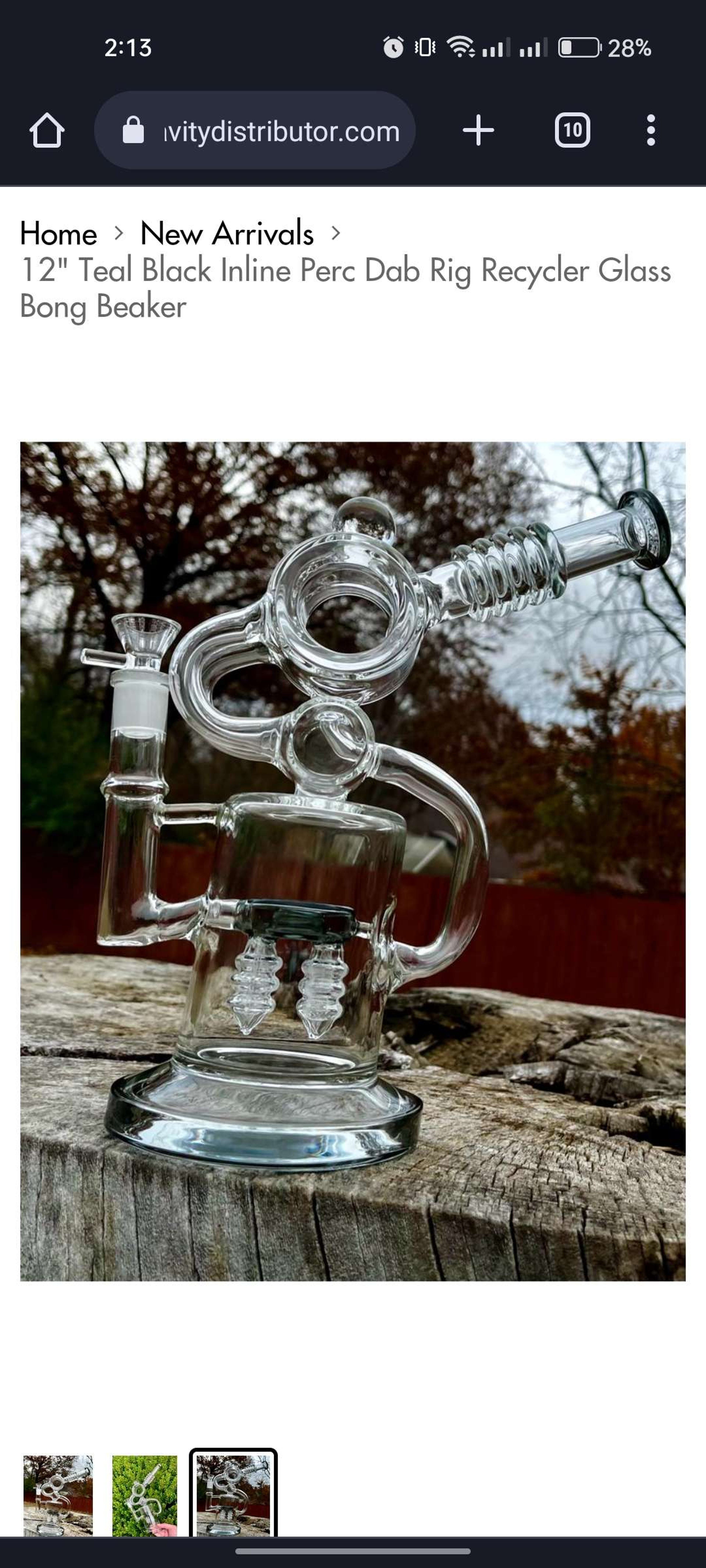 12" Teal Black Inline Perc Rig Recycler Glass Bong Beaker image 0
