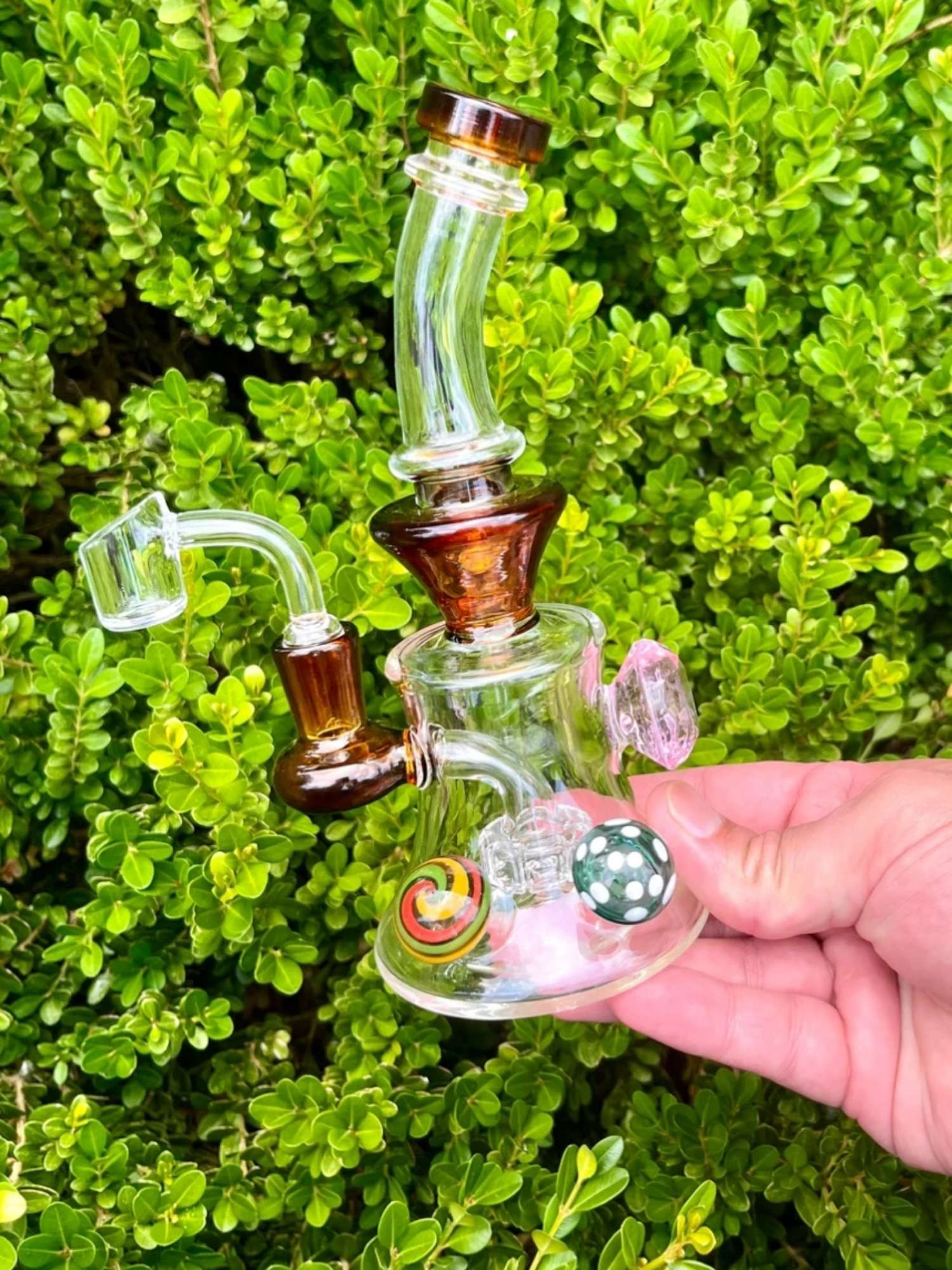 Gem and Mushroom Oil Rig - Portable Borosilicate Glass Rig image 0