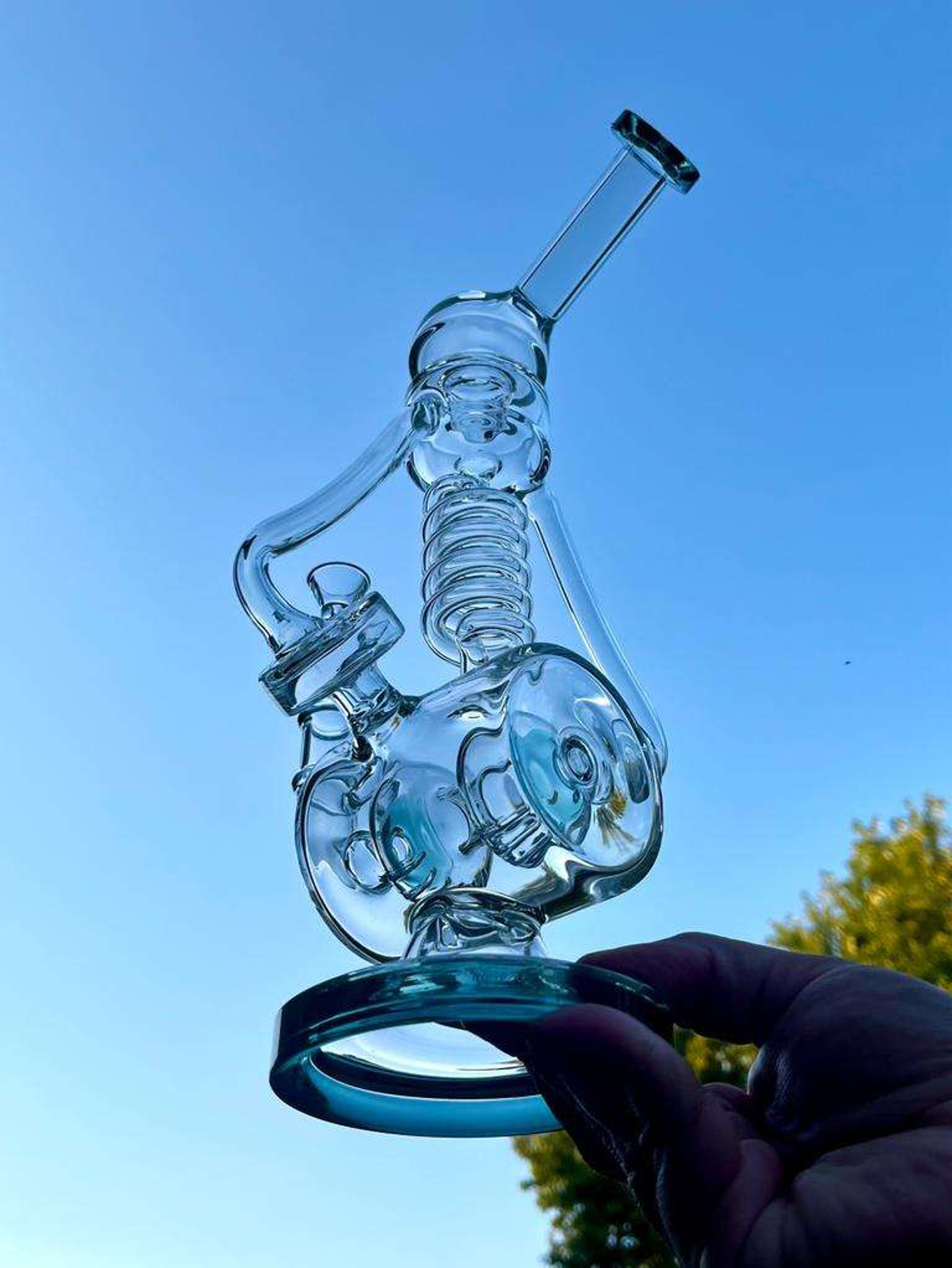 14" Twisted Glass Recycler Rig image 0