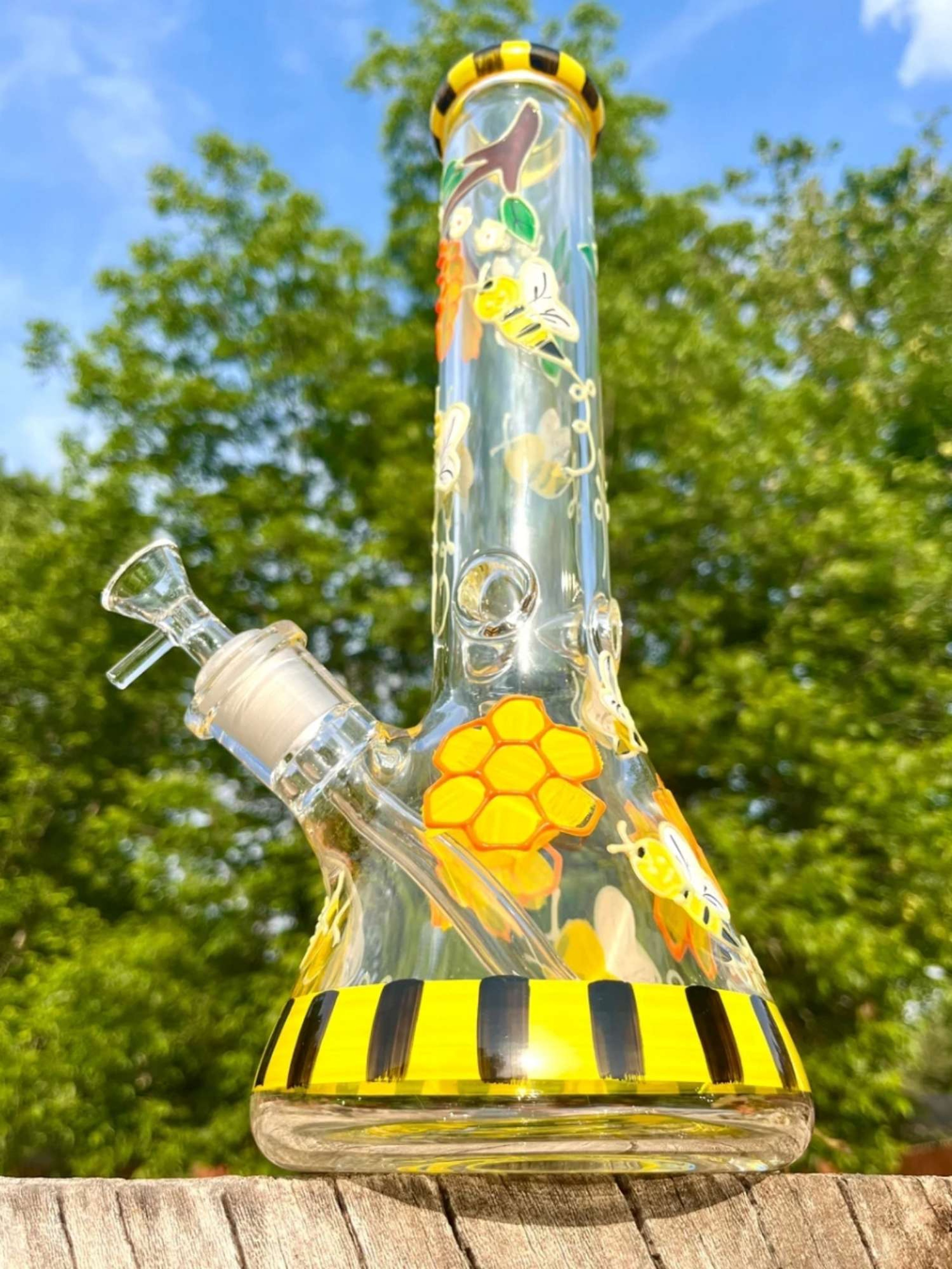 13" Glow in the Dark Honeybee Beaker image 0