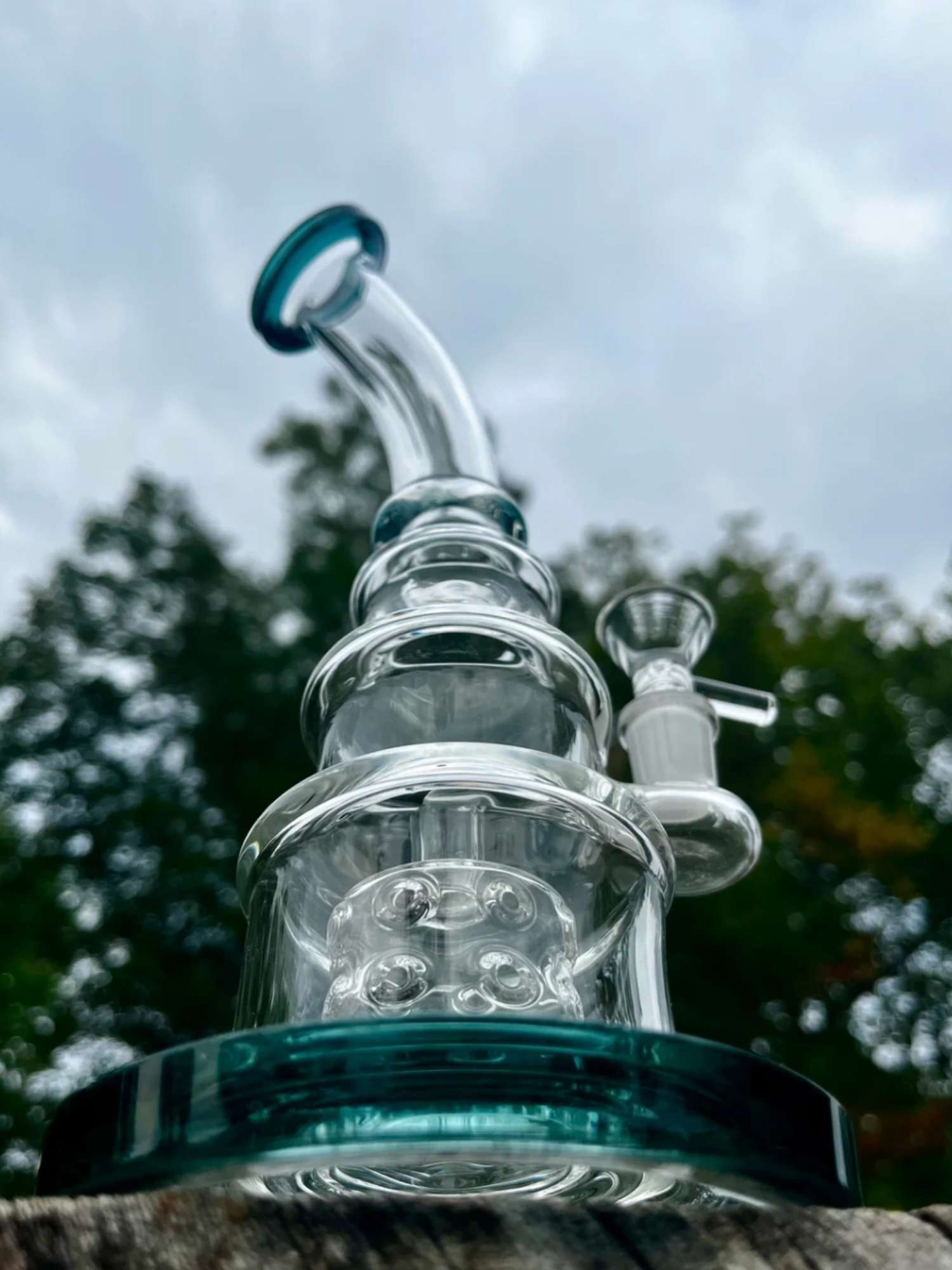 9" Glass Cake Barrel Perc Shower Head Glass Bong Water Pipe Rig
image 0