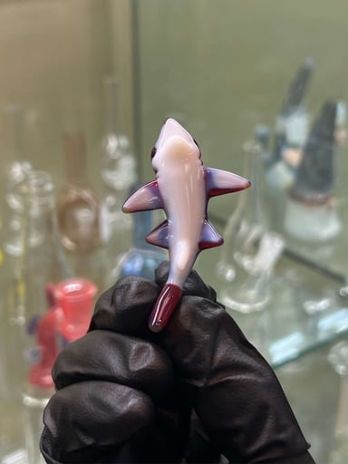 Preview pic of New Liz Wright Purple Rainbow Glass shark pendant