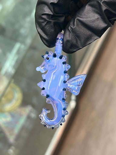 Preview pic of Liz Wright Glass lucid Seahorse Pendant