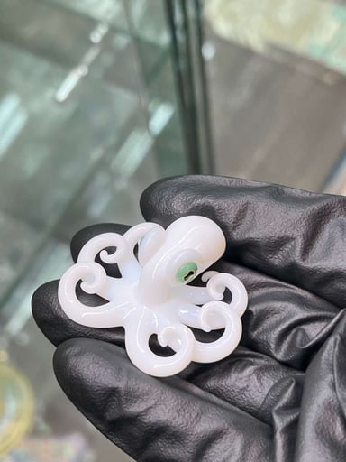 Preview pic of Liz Wright Glass lotus white Octopus Pendant