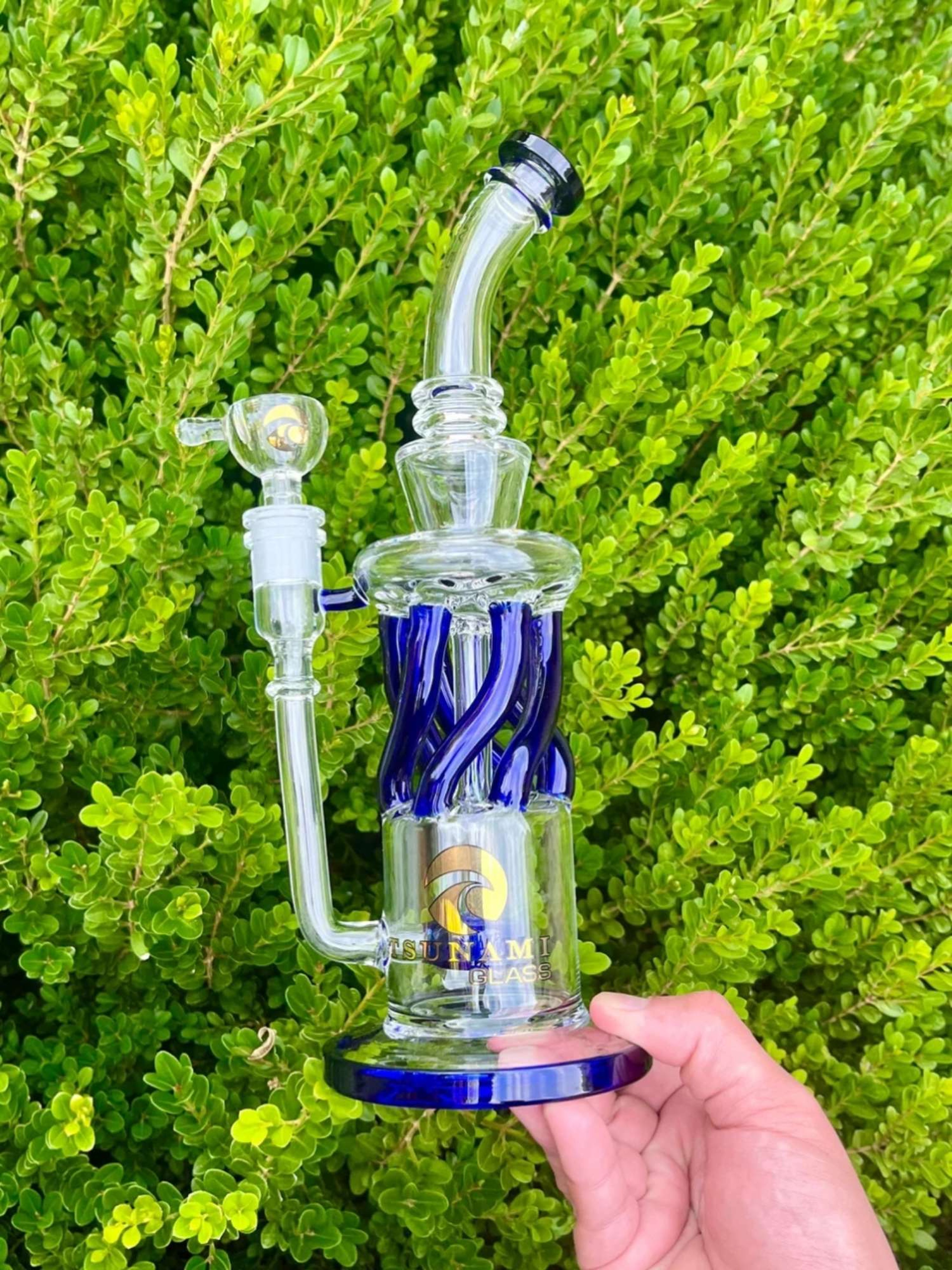 12" Tsunami Glass - Shower Head Twist Perc Recycler image 0