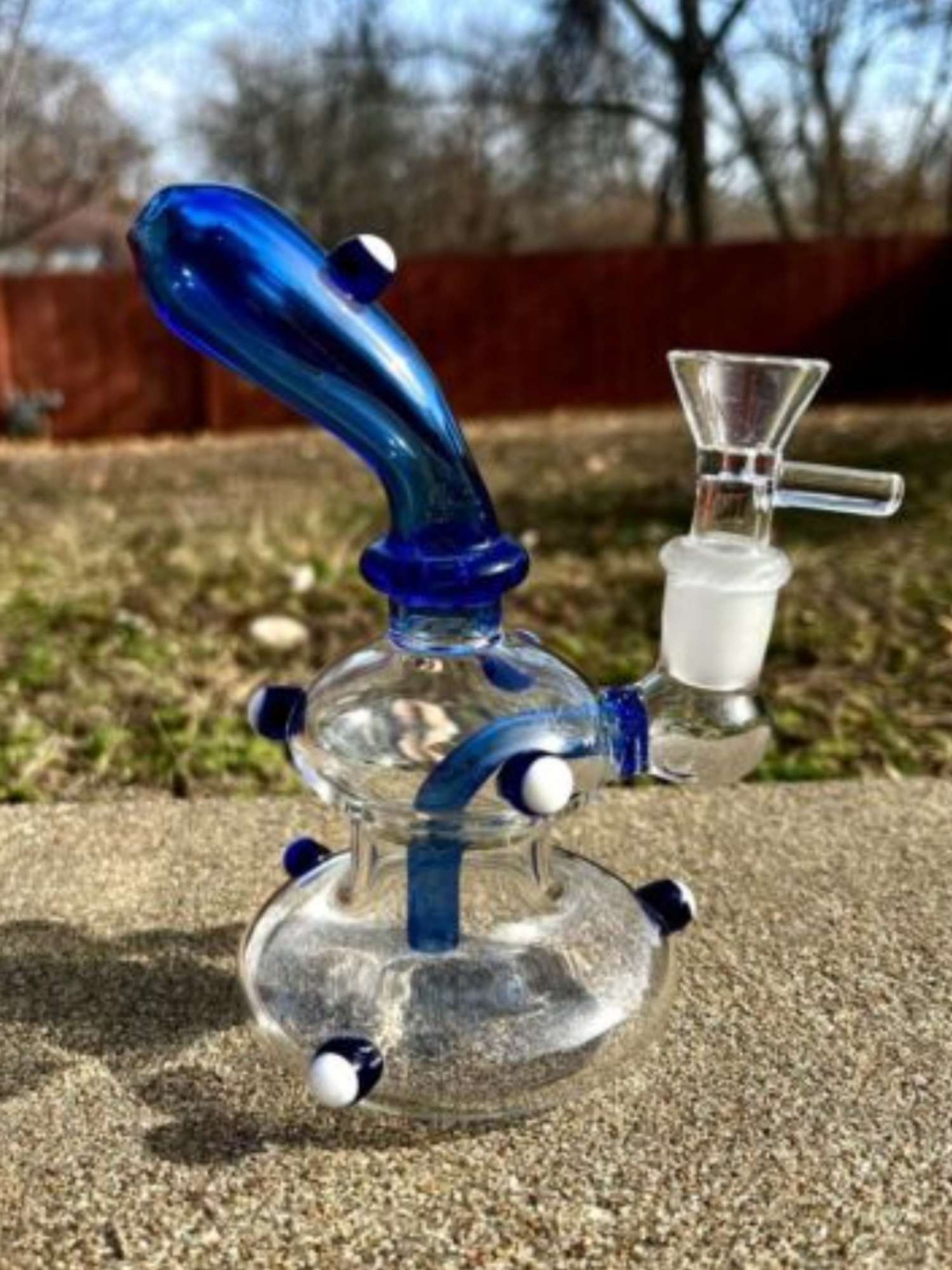 6" Blue Mini Ducklings Recycler Beaker Rig Or Bong image 0
