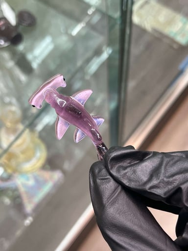 Preview pic of Liz Wright Glass Nightshade shark pendants