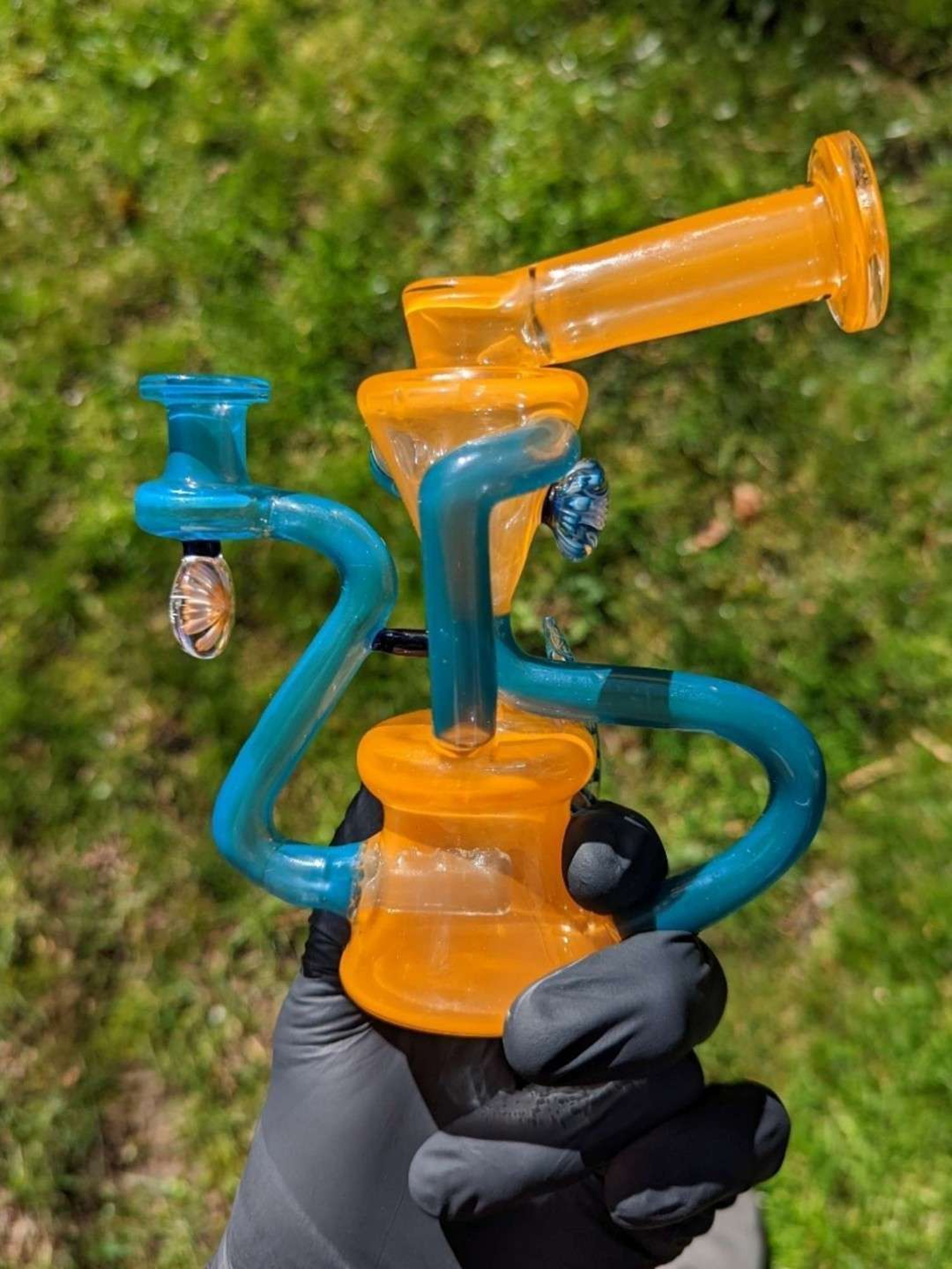 @ExNihiloGlass ❌ @Skadooba Recycler set w/ matching bubble cap & pearls image 0