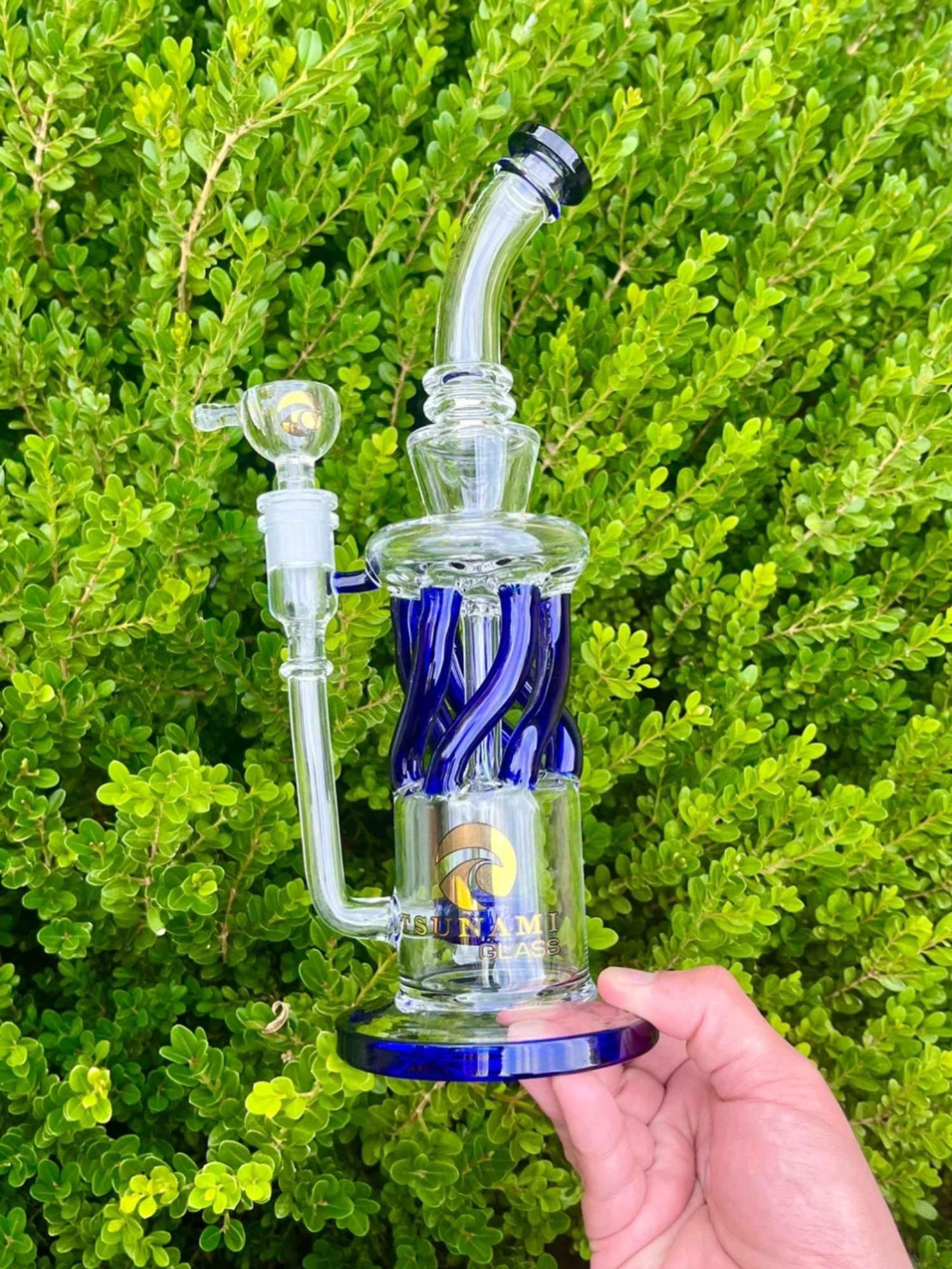 12" Tsunami Glass - Shower Head Twist Perc Recycler image 0