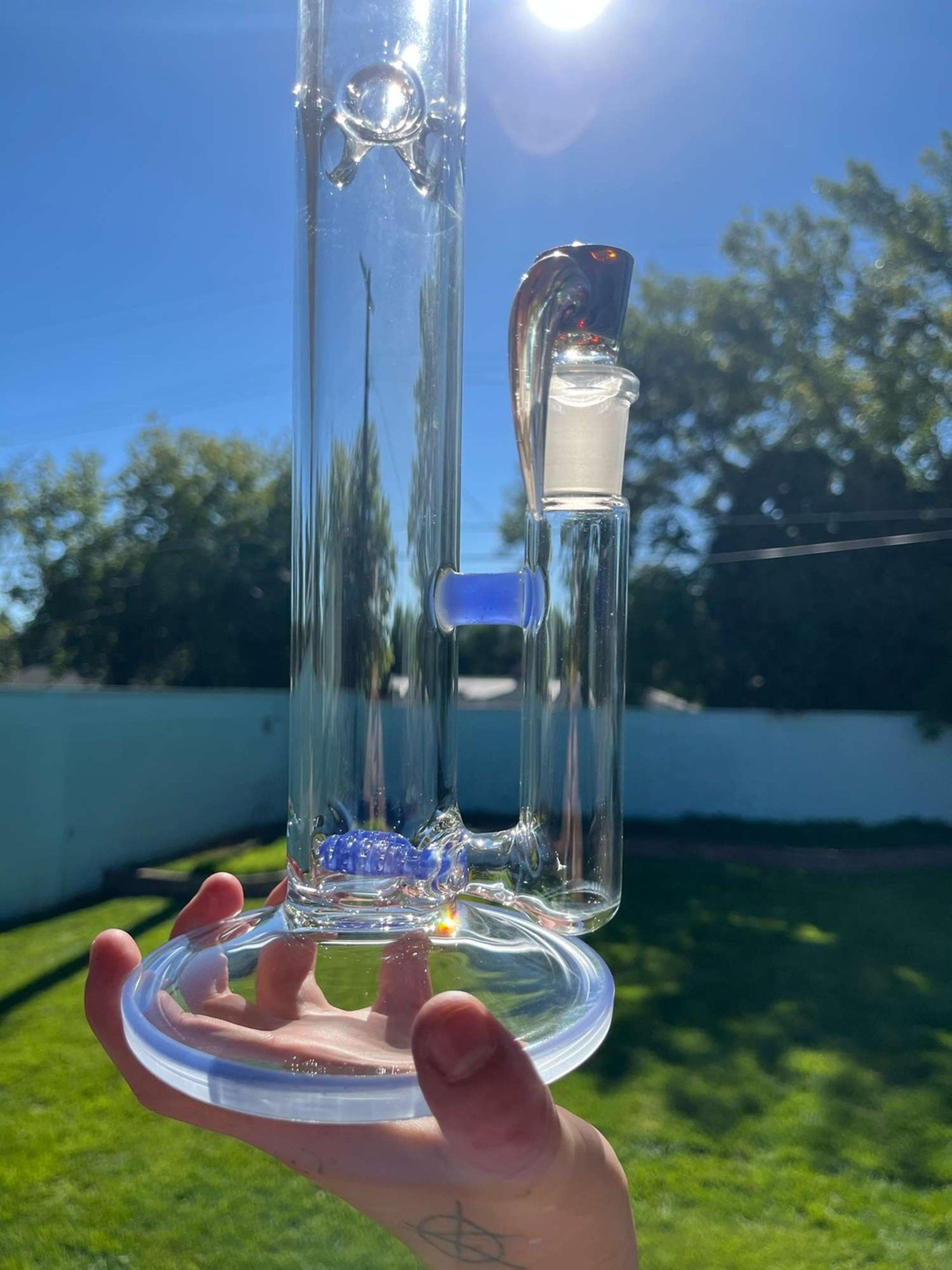 Preview pic of 2k glass double stem staight tube w/ worked dawghouse slide