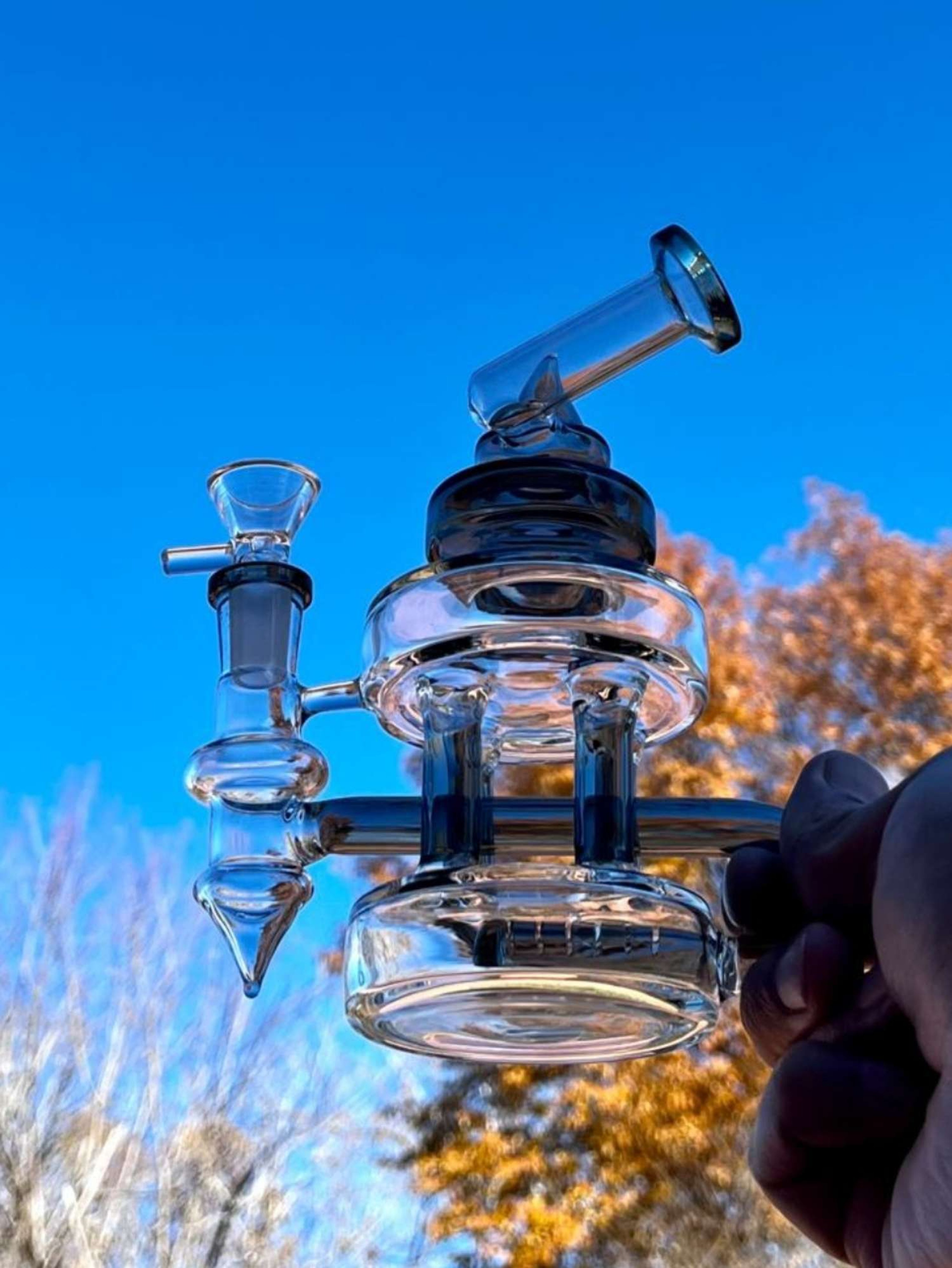 6.5"Green Mini Dab Recycler Glass Water Pipe image 0