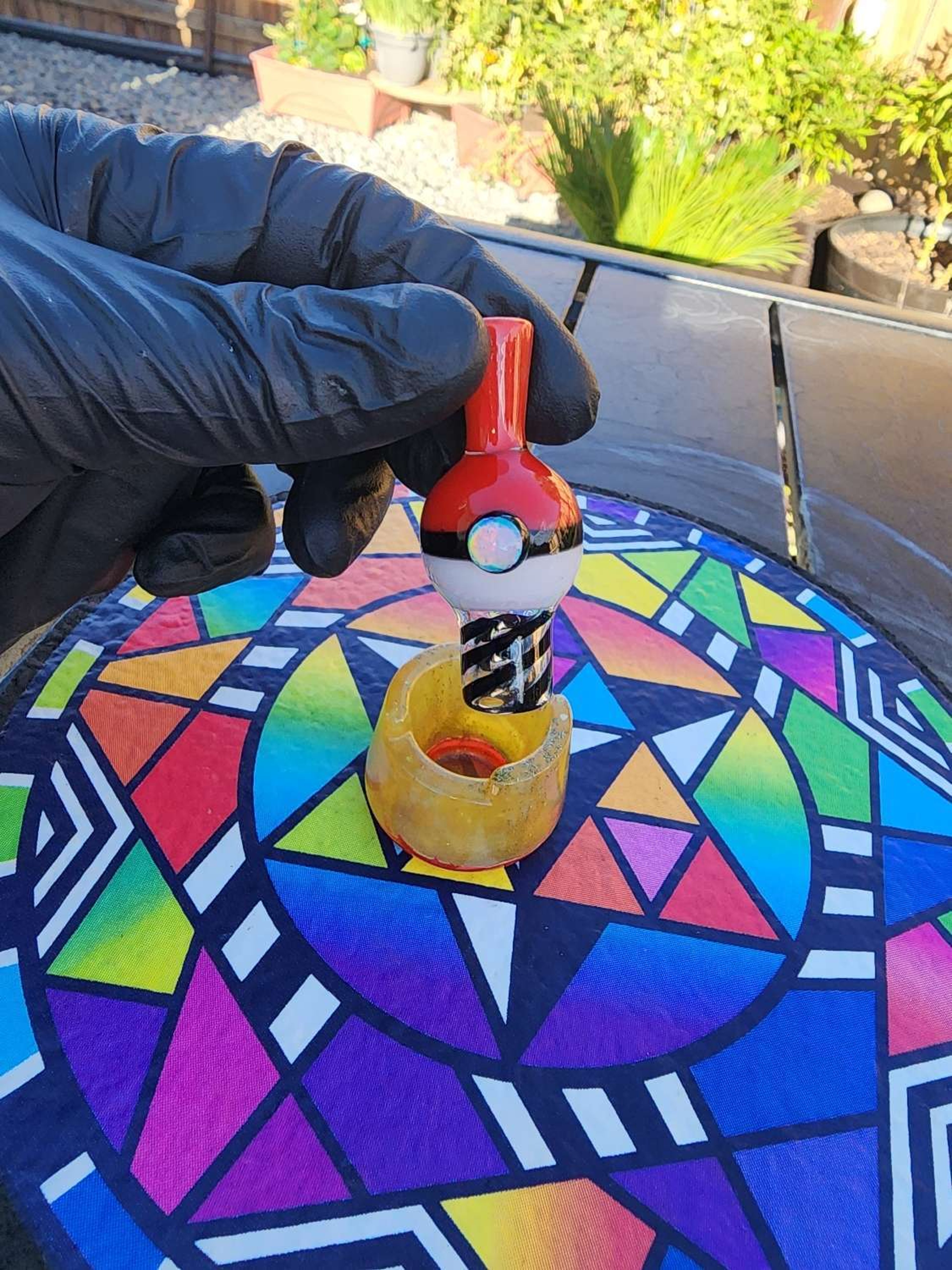 Preview pic of Danigirl glass Pokeball spinner cap with opal
