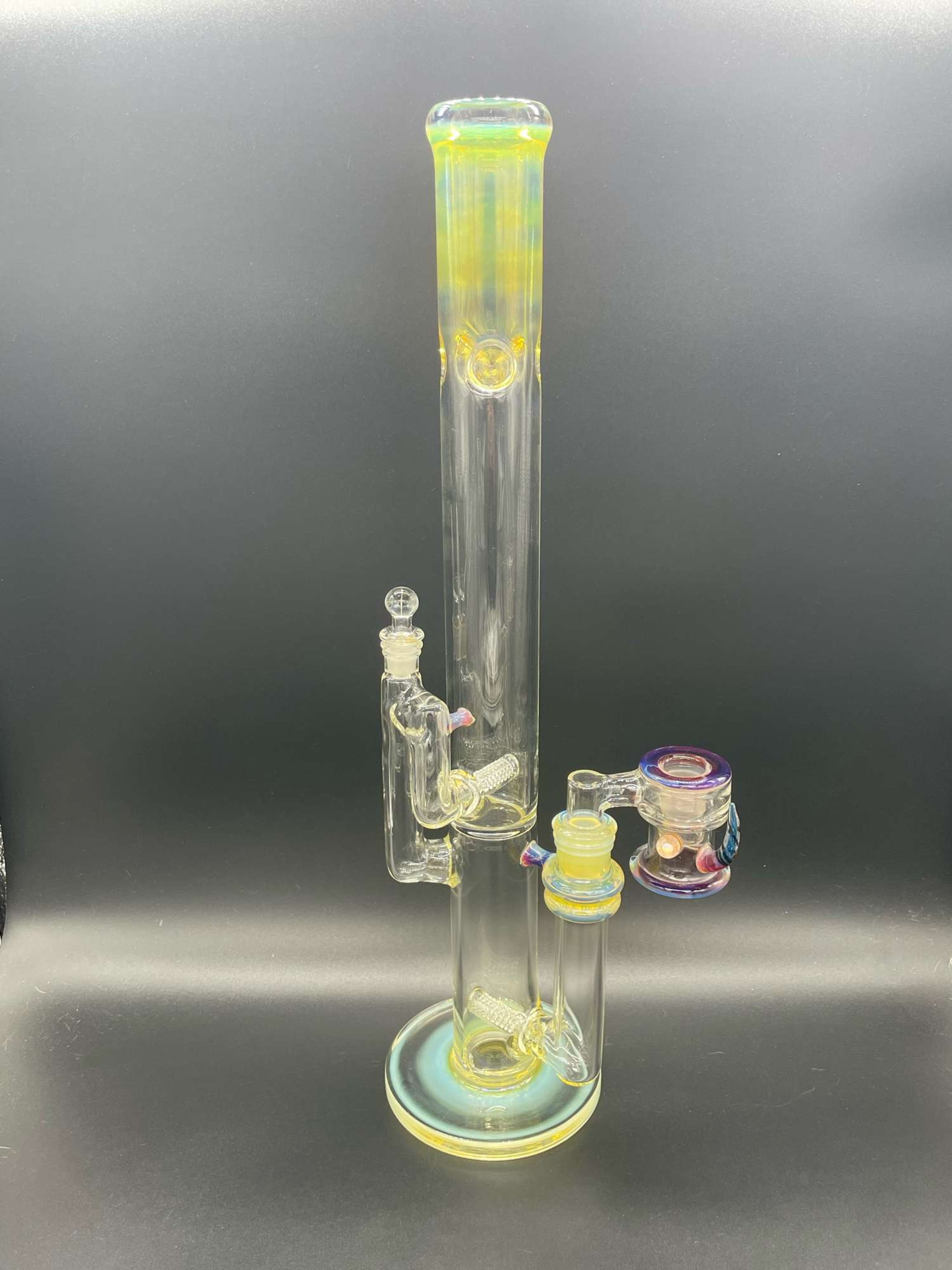 Preview pic of Ashme Dual Stacker with Fully Worked Amber Purple Terp Tuner Dry Catcher