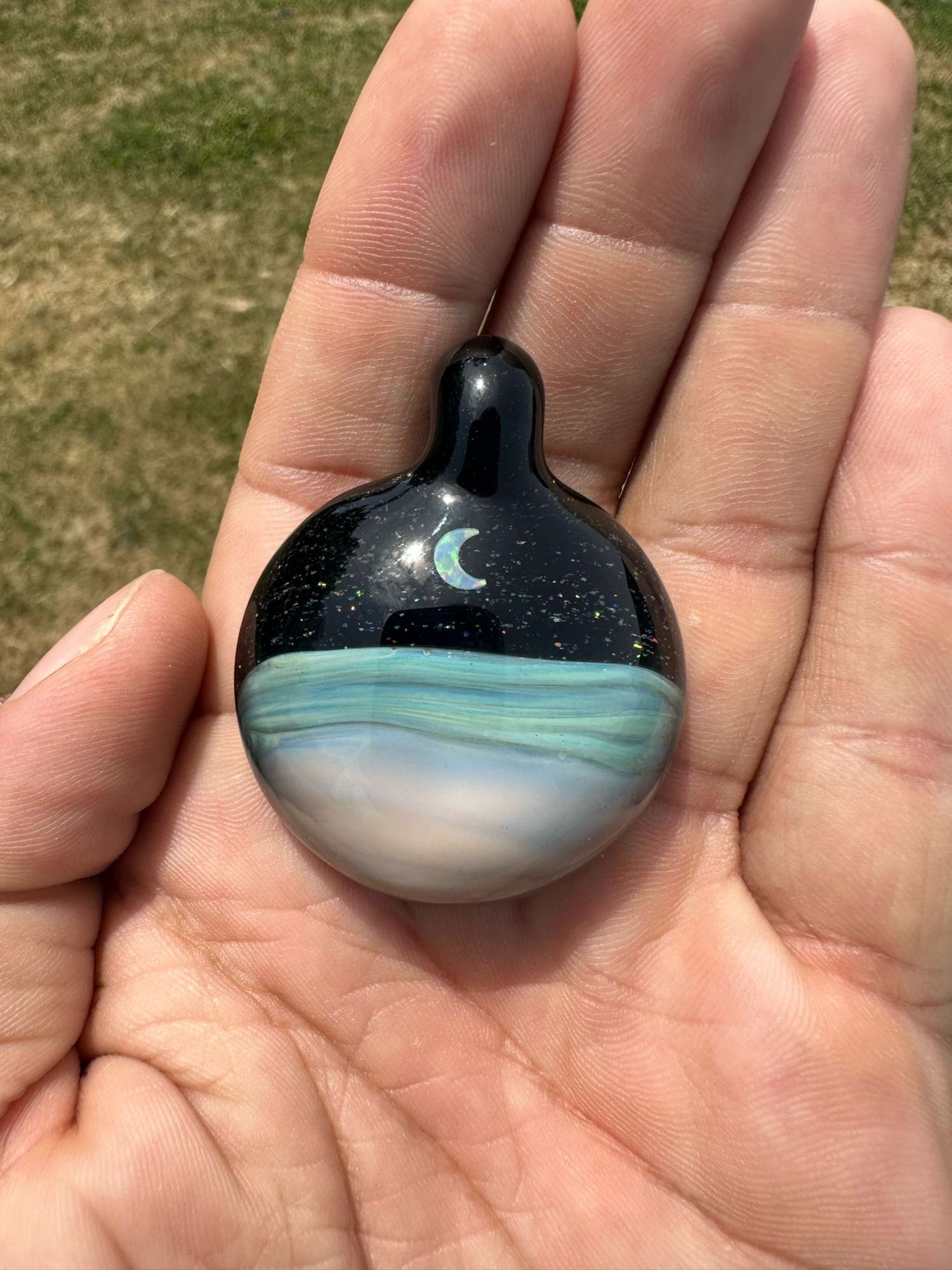 Brand New Diligent_Glass Crecent Moon Pendant image 0